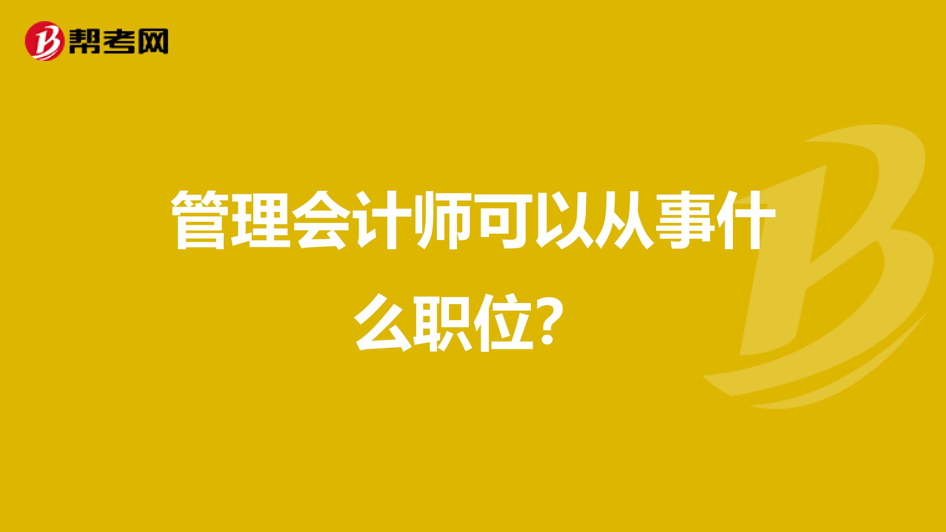 管理会计师可以从事什么职位？