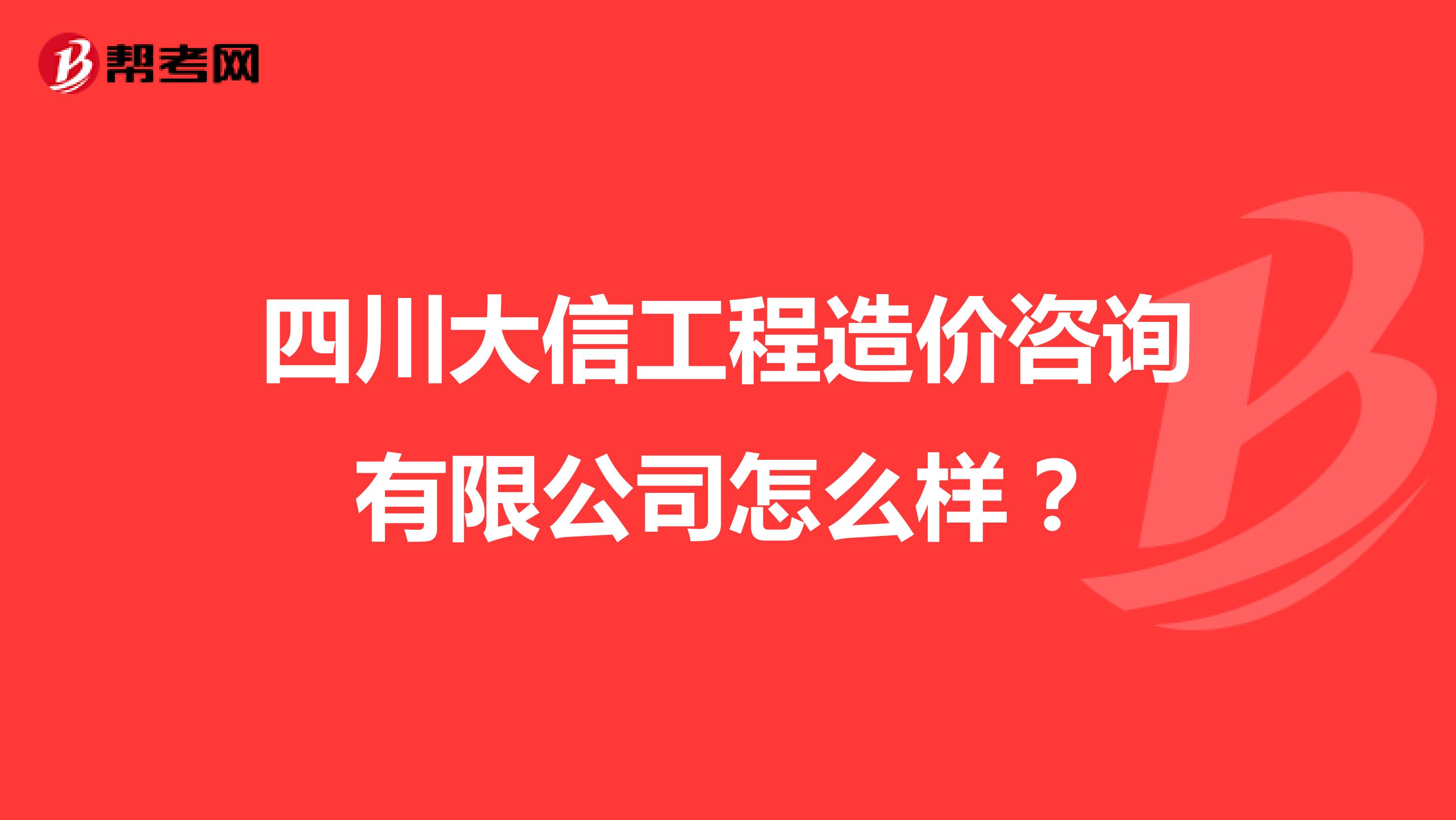 四川大信工程造价咨询有限公司怎么样？