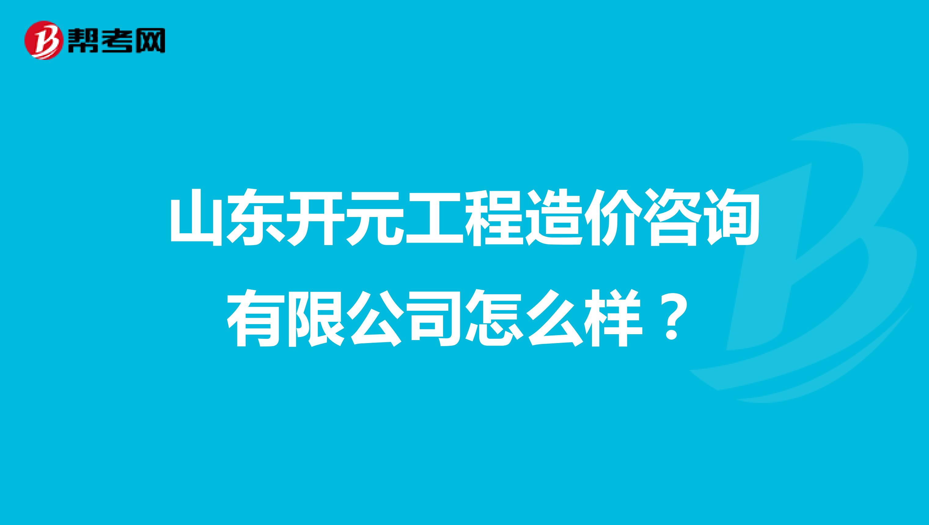 山东开元工程造价咨询有限公司怎么样？