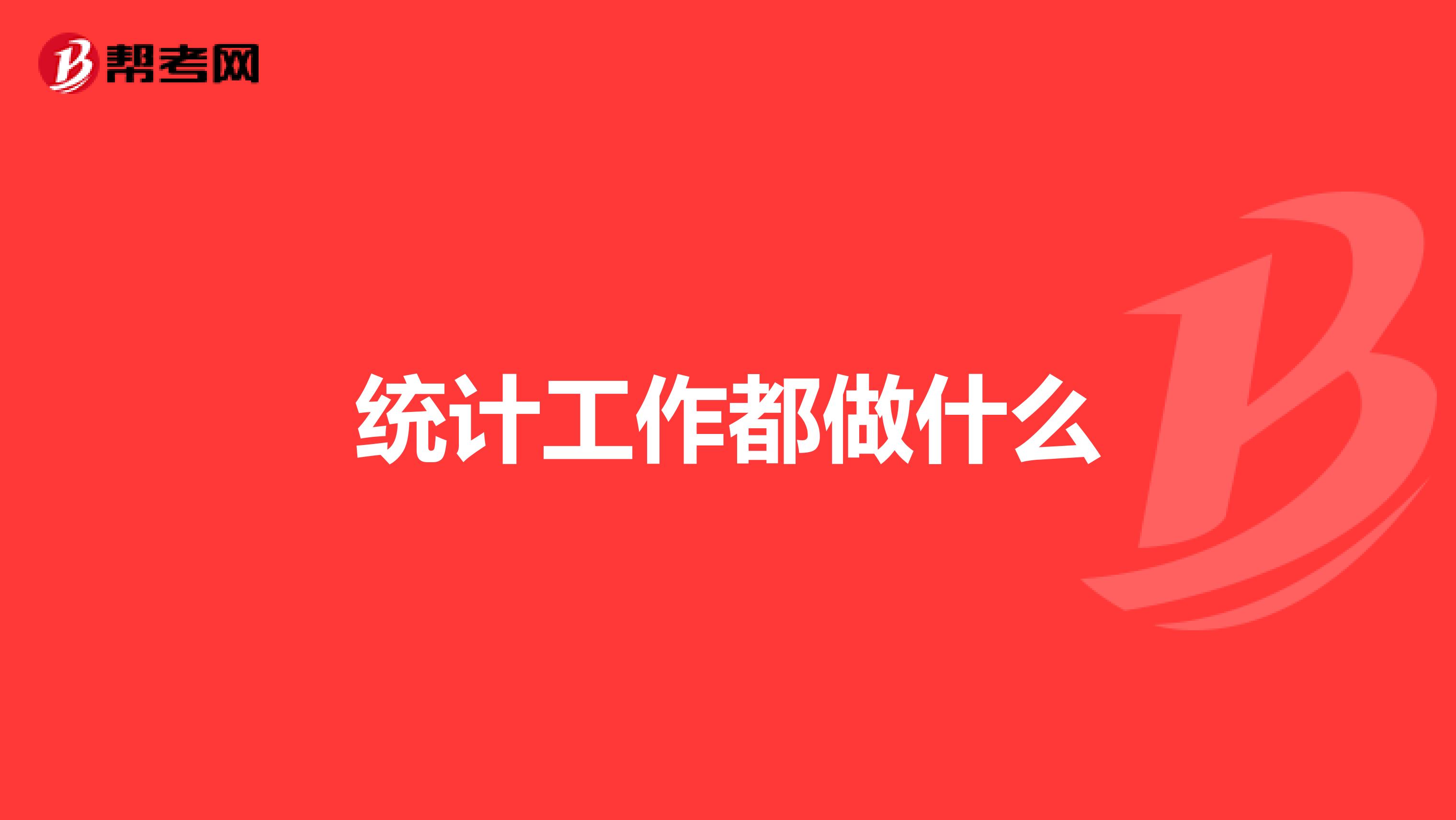 统计工作都做什么