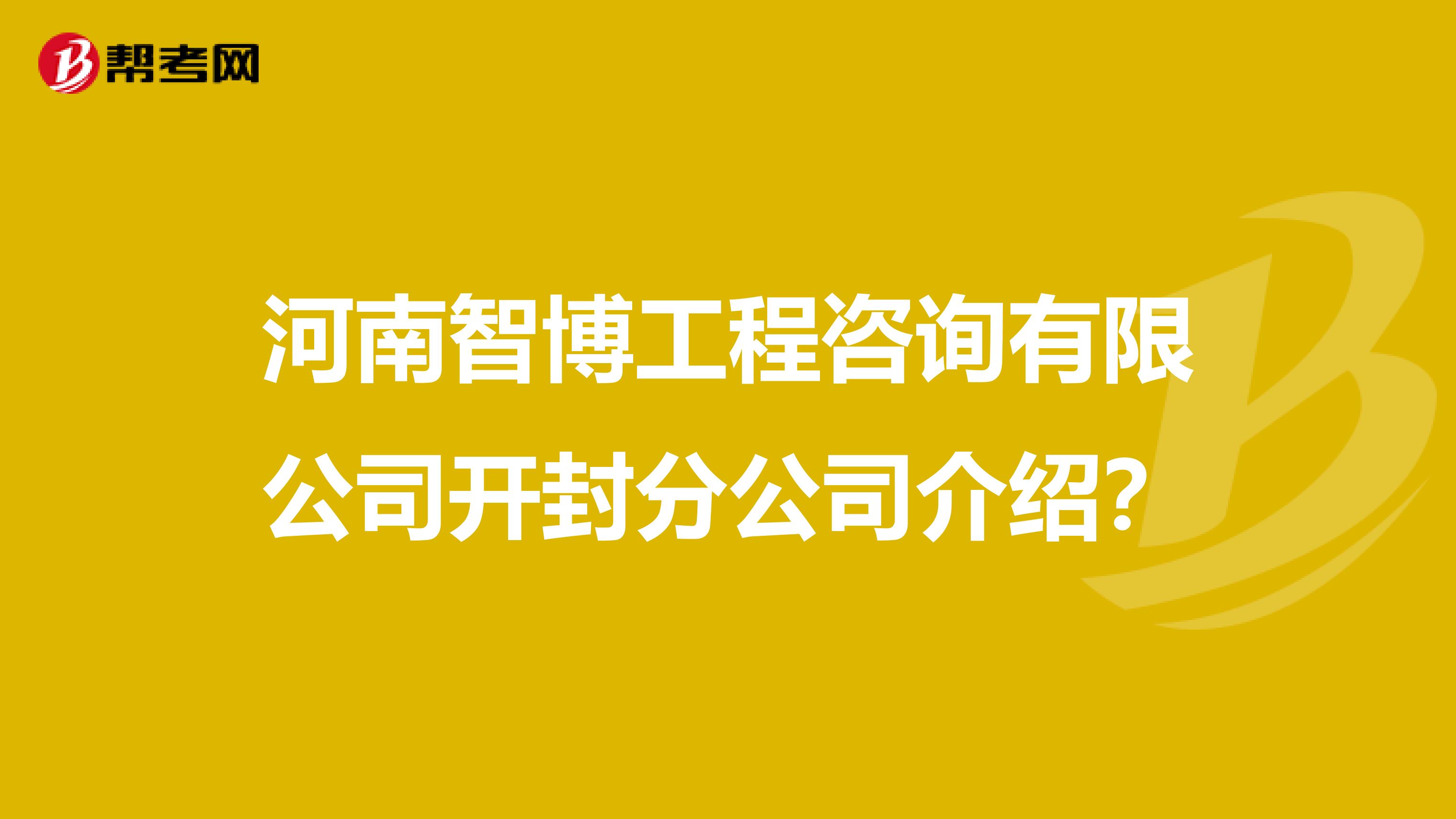 河南智博工程咨询有限公司开封分公司介绍?