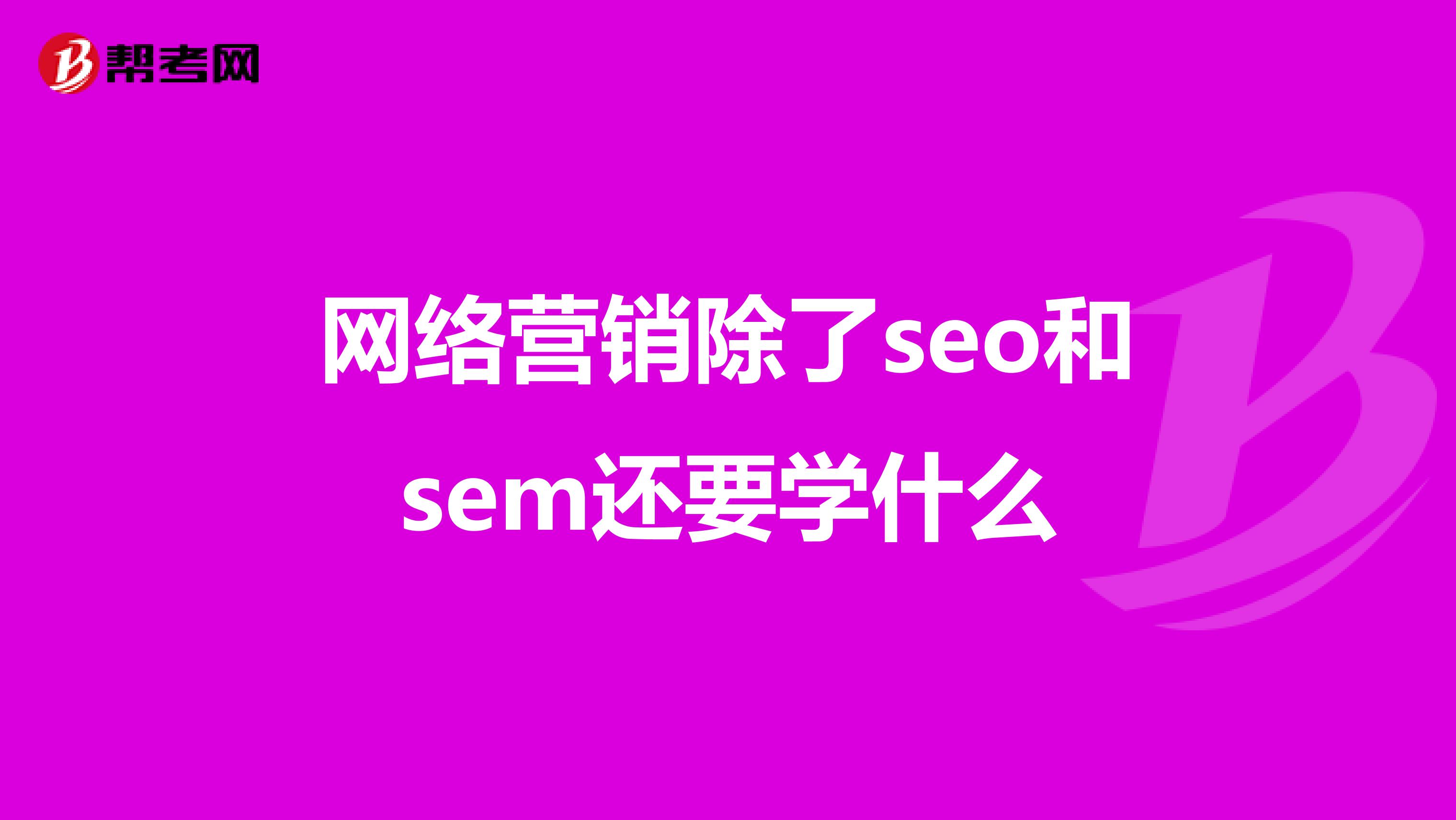 网络营销除了seo和sem还要学什么