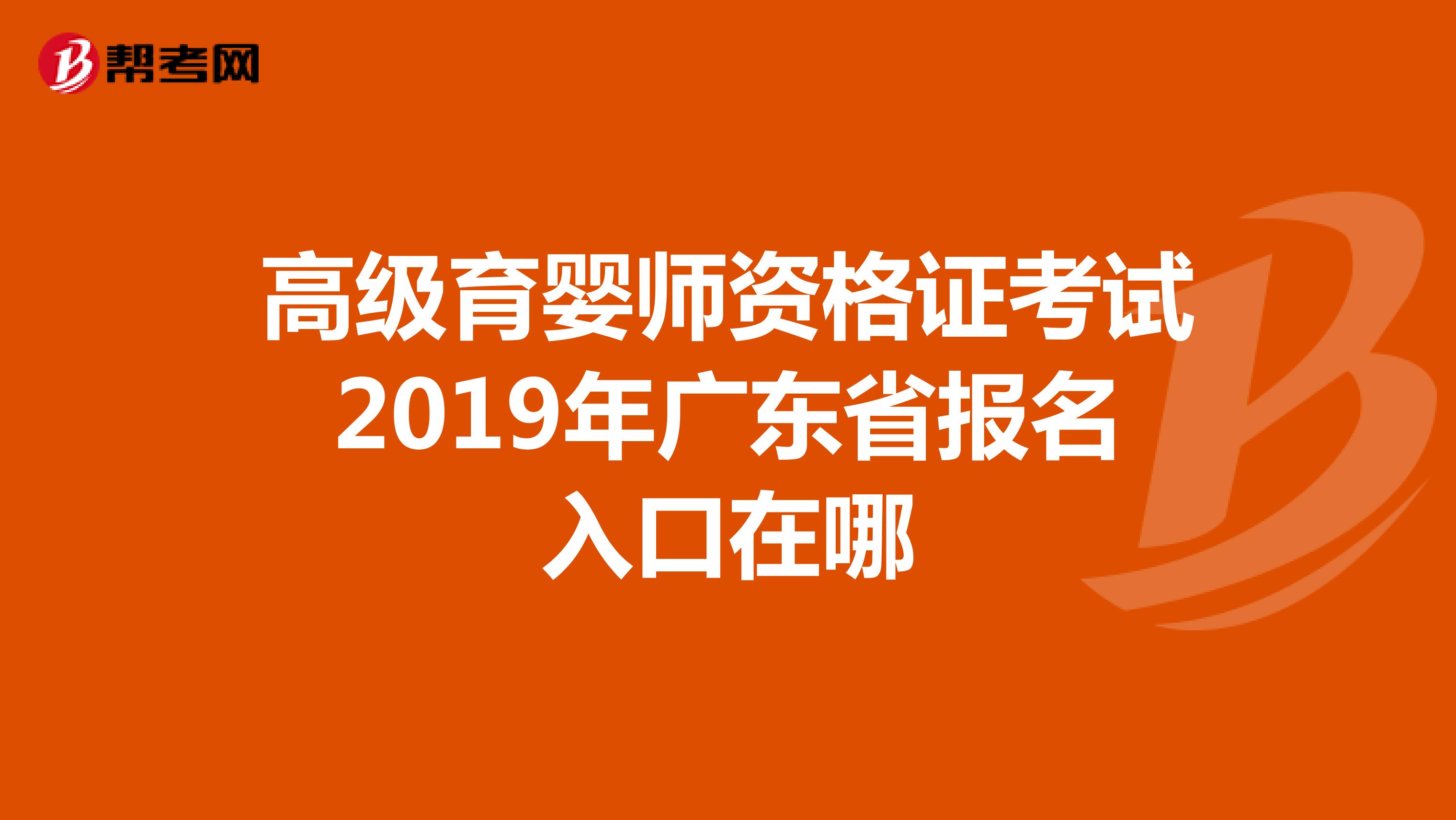 高级育婴师资格证考试2019年广东省报名入口在哪