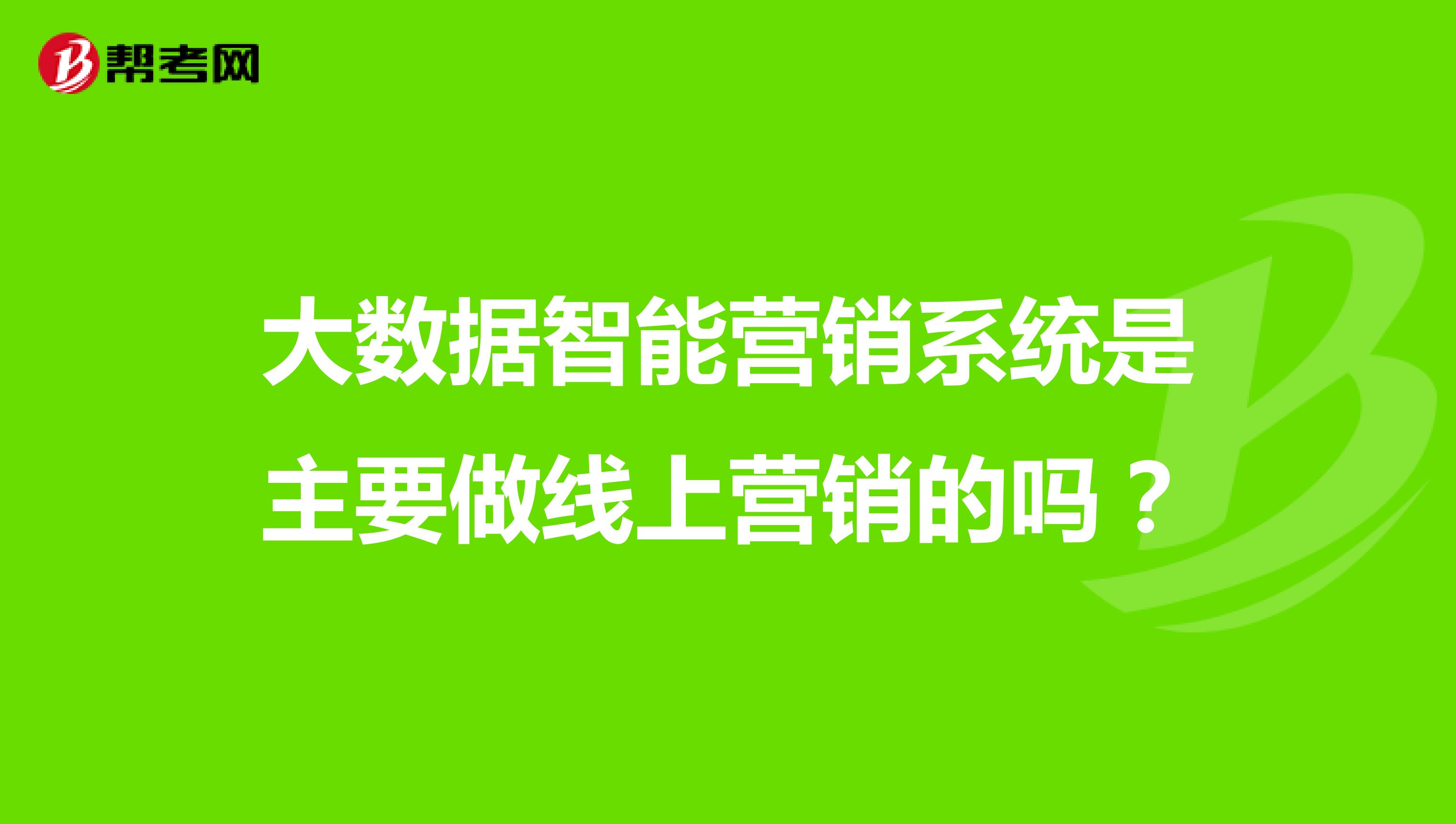 大数据智能营销系统是主要做线上营销的吗？