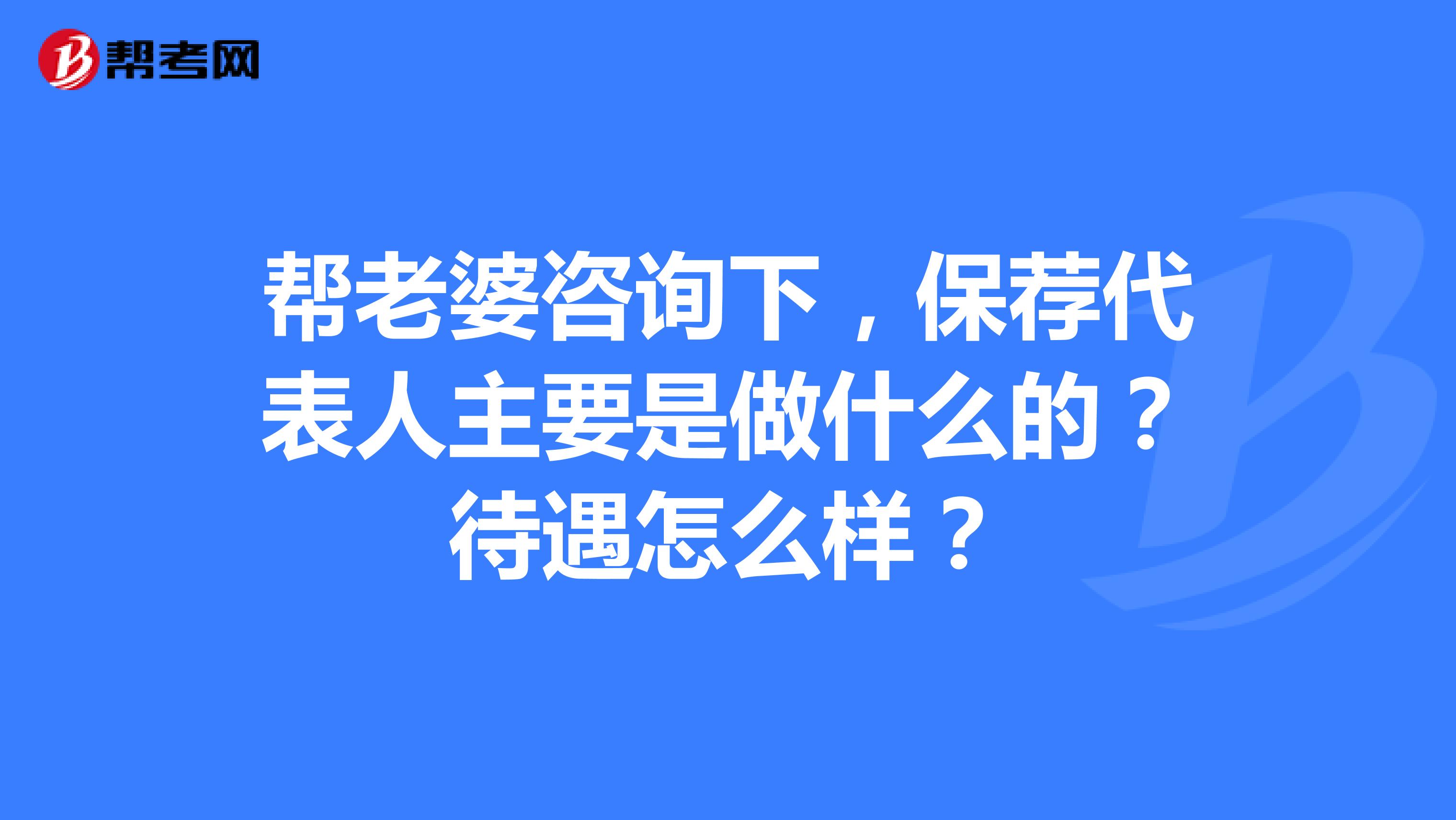 帮老婆咨询下,保荐代表人主要是做什么的?待遇怎么样?