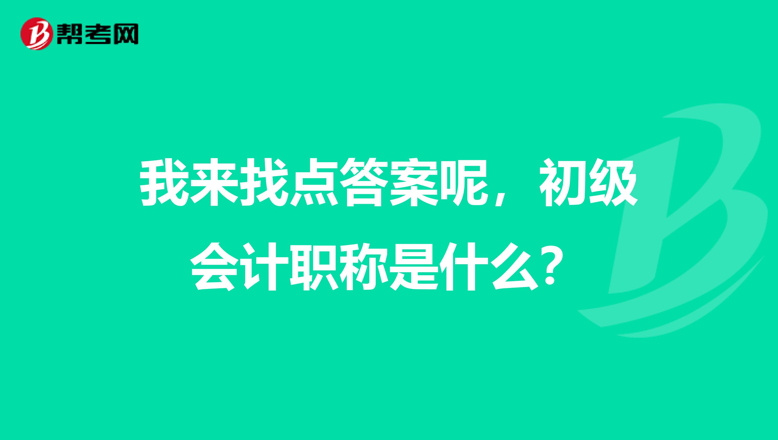 我来找点答案呢,初级会计职称是什么?