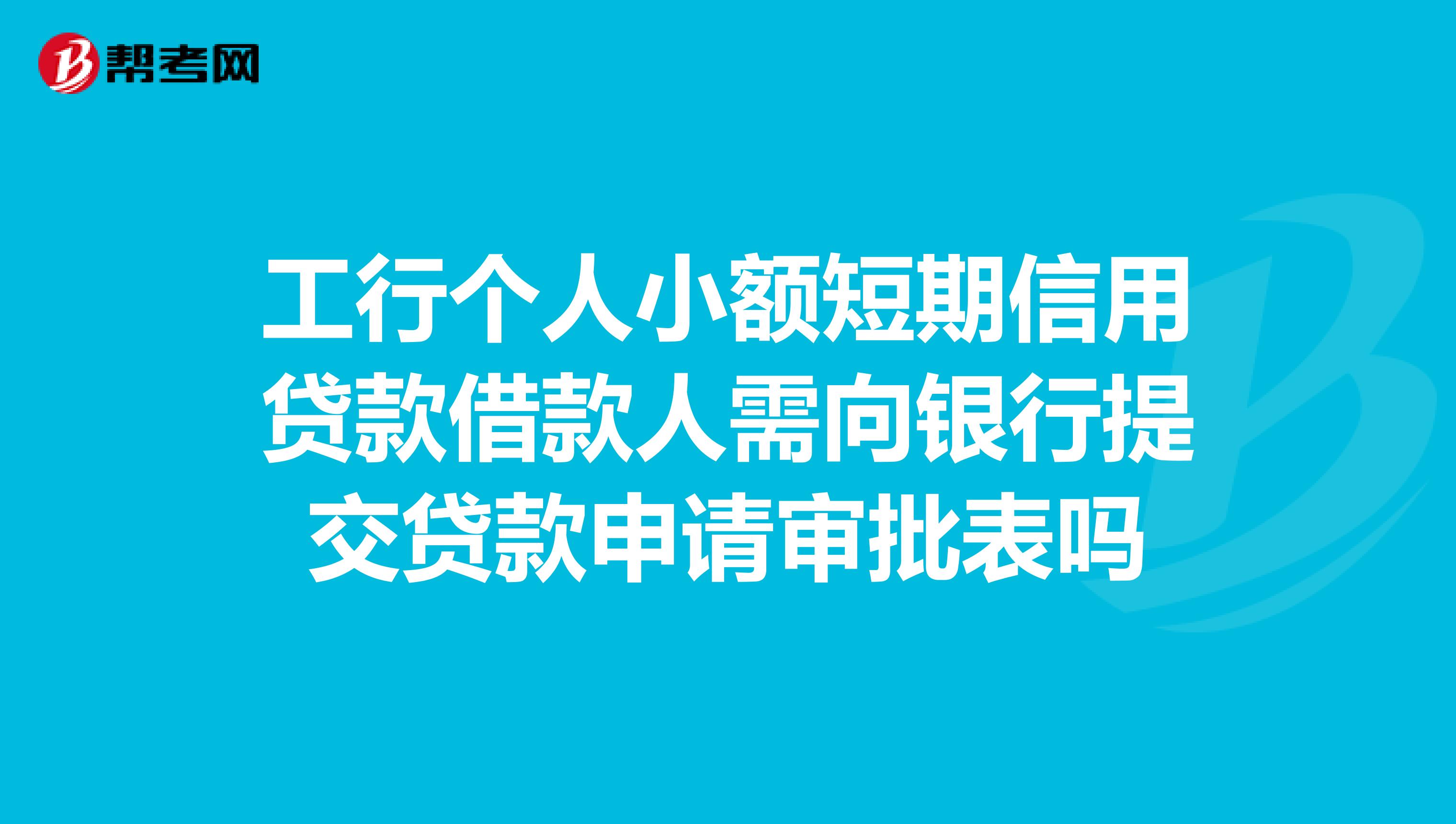 工行个人小额短期信用贷款借款人需向银行提交贷款申请审批表吗
