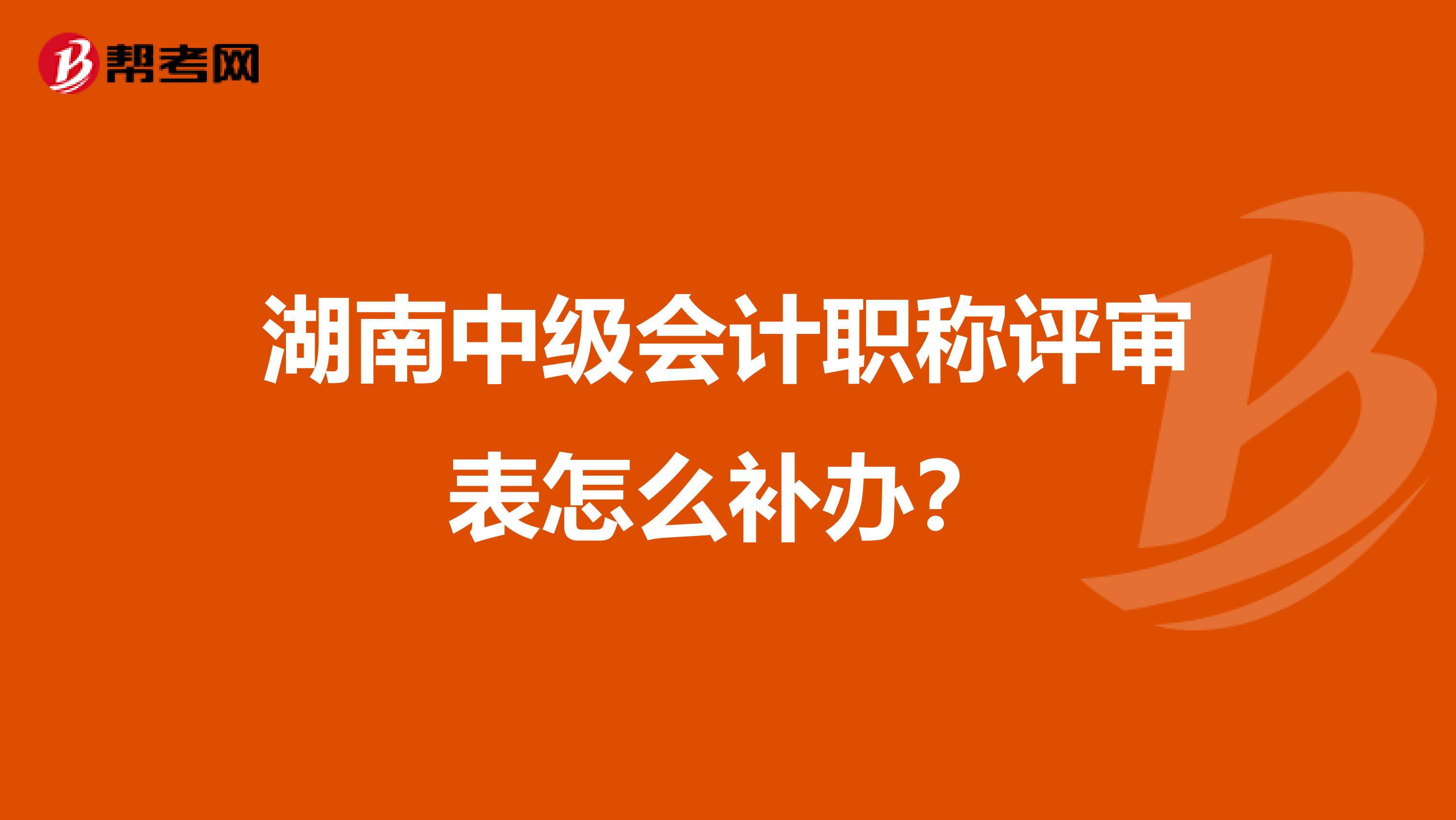 湖南中级会计职称评审表怎么补办？