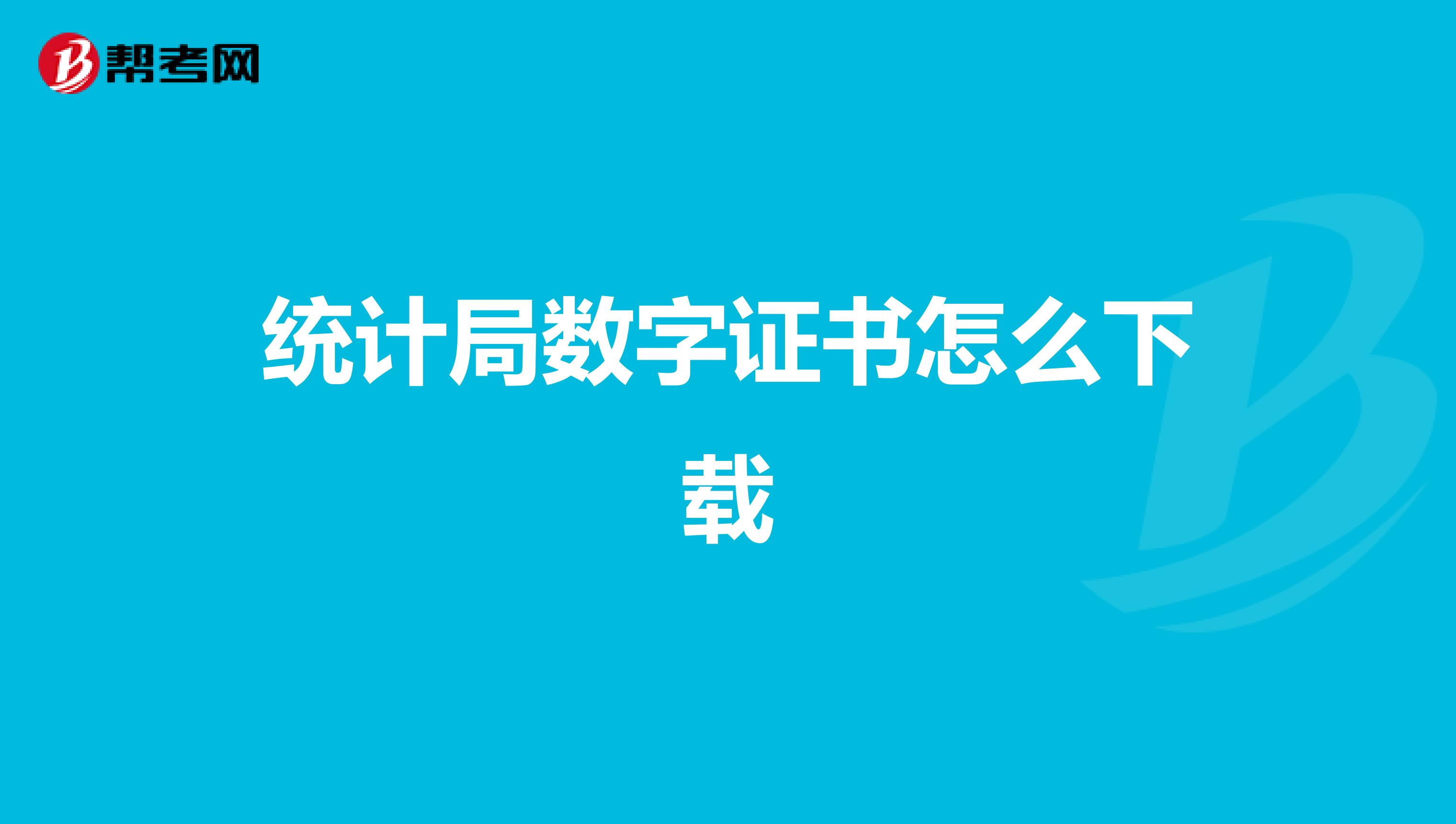 统计局数字证书怎么下载