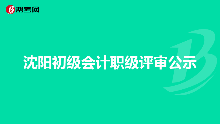 沈阳初级会计职级评审公示