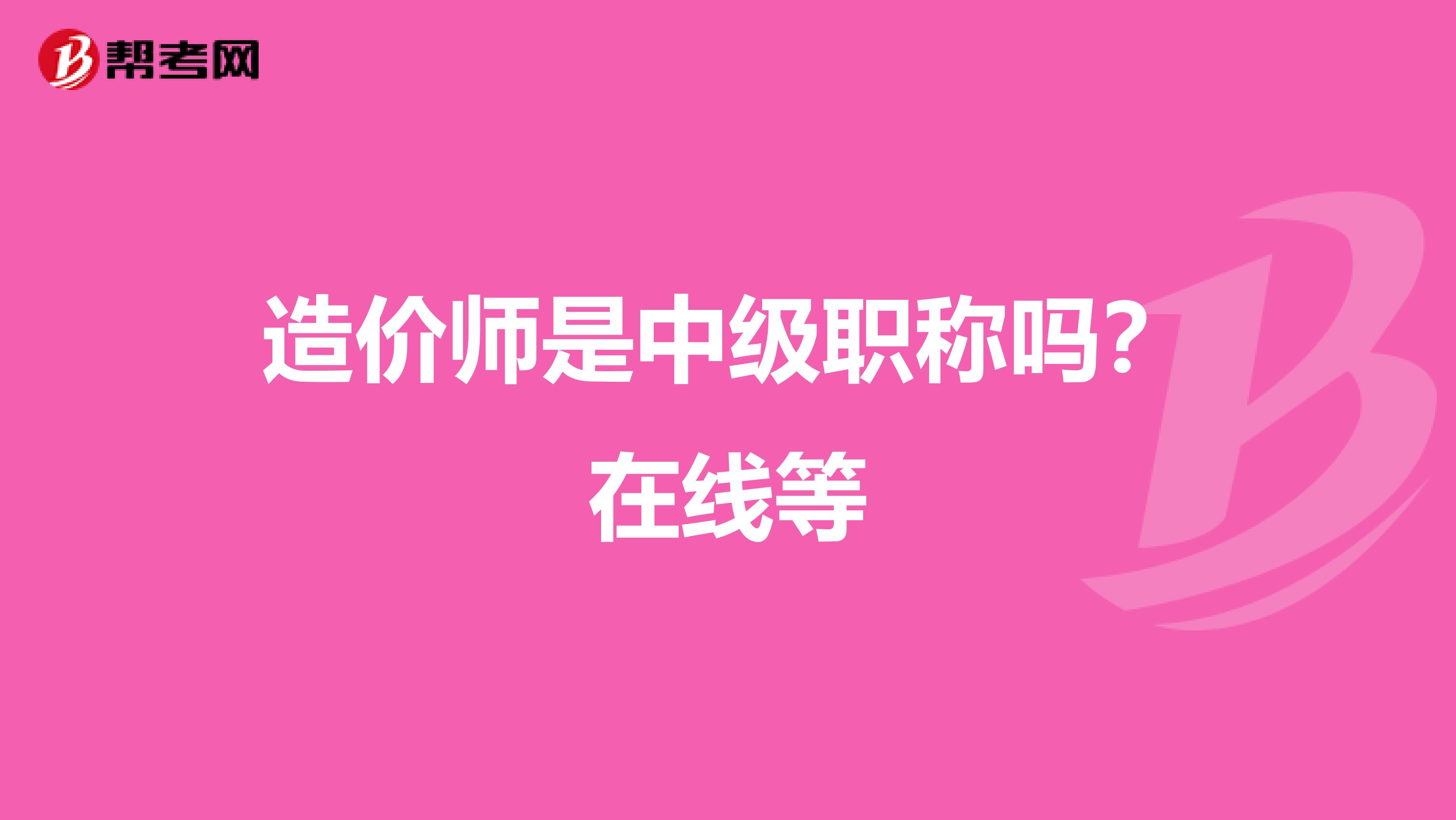 造价师是中级职称吗?在线等