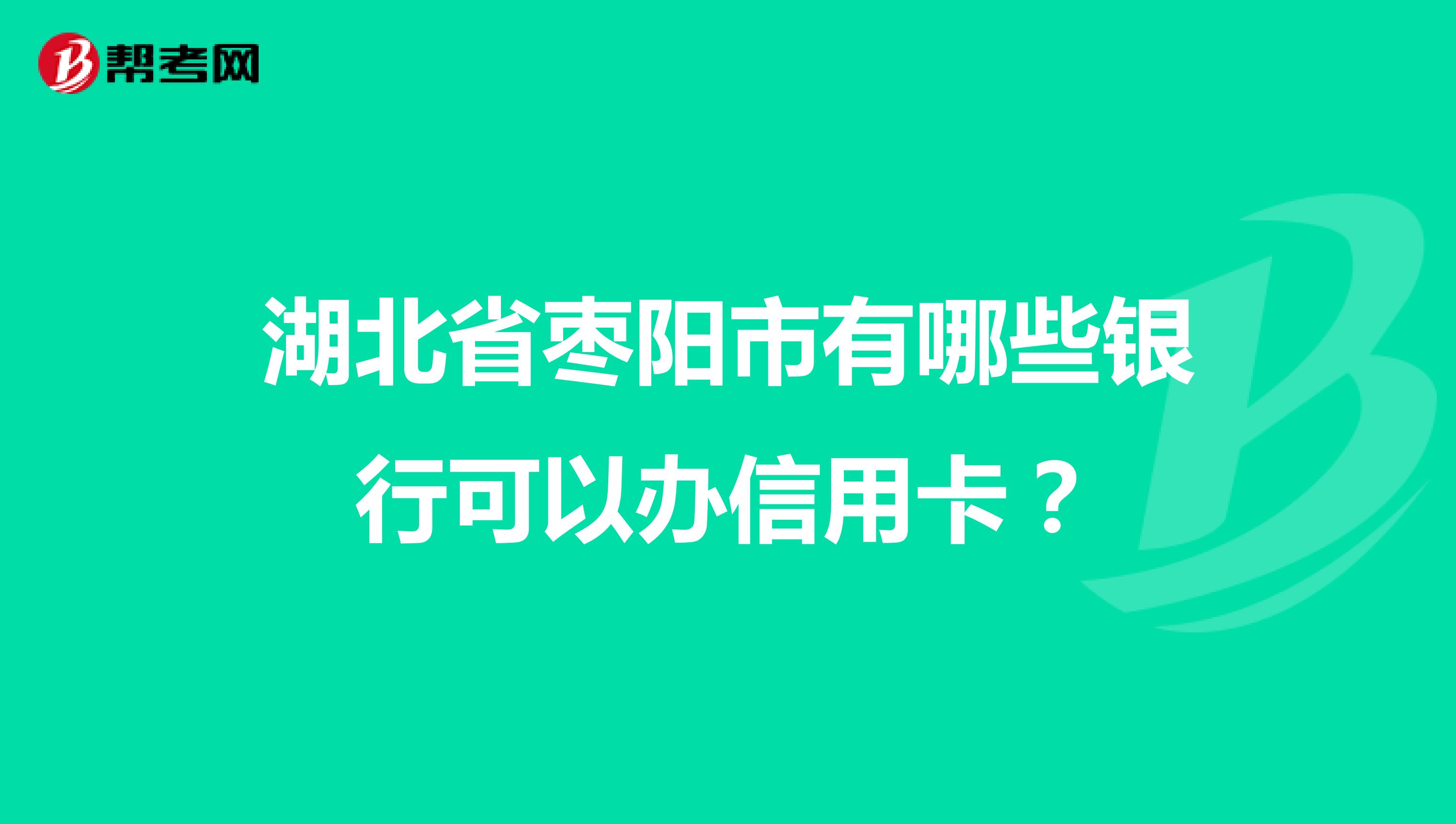 湖北省枣阳市有哪些银行可以办信用卡？