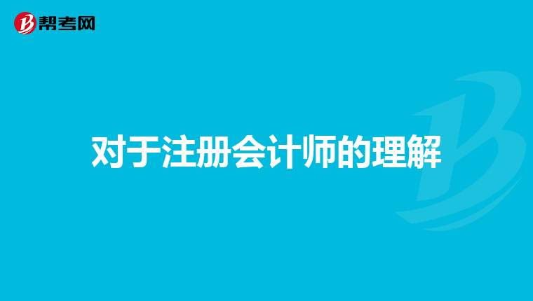 對于注冊會計師的理解