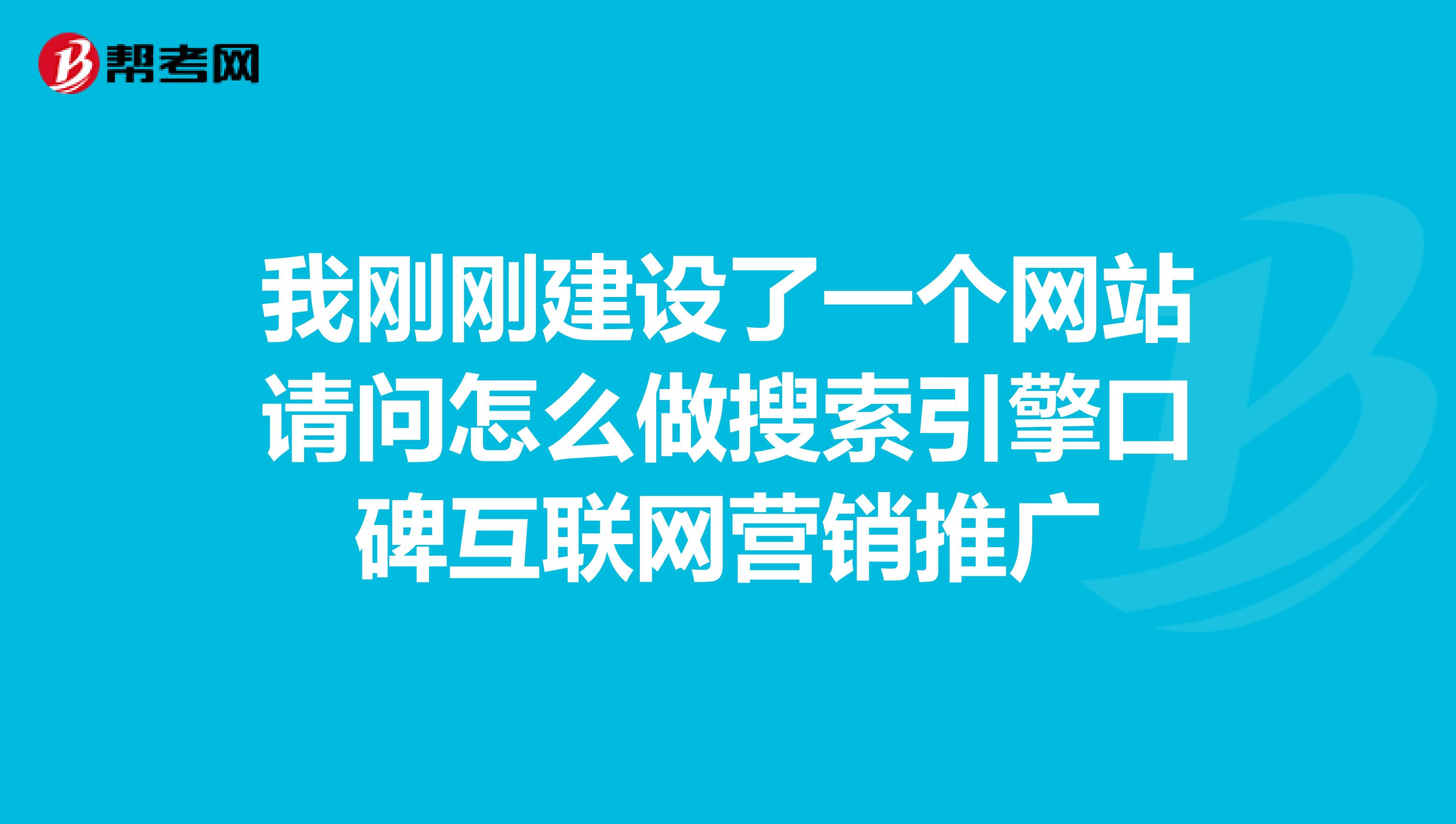 我刚刚建设了一个网站请问怎么做搜索引擎口碑互联网营销推广