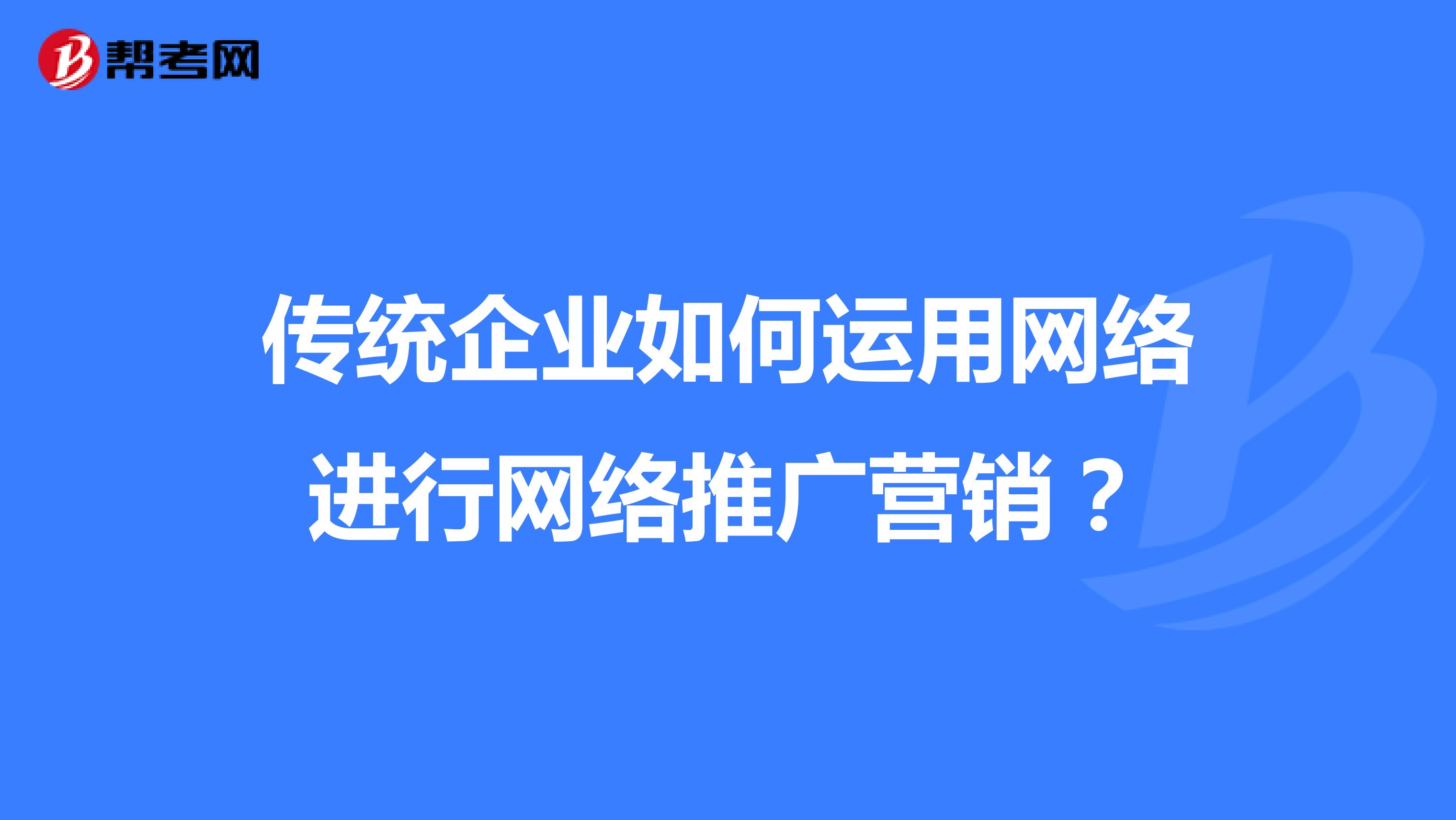 传统企业如何运用网络进行网络推广营销？