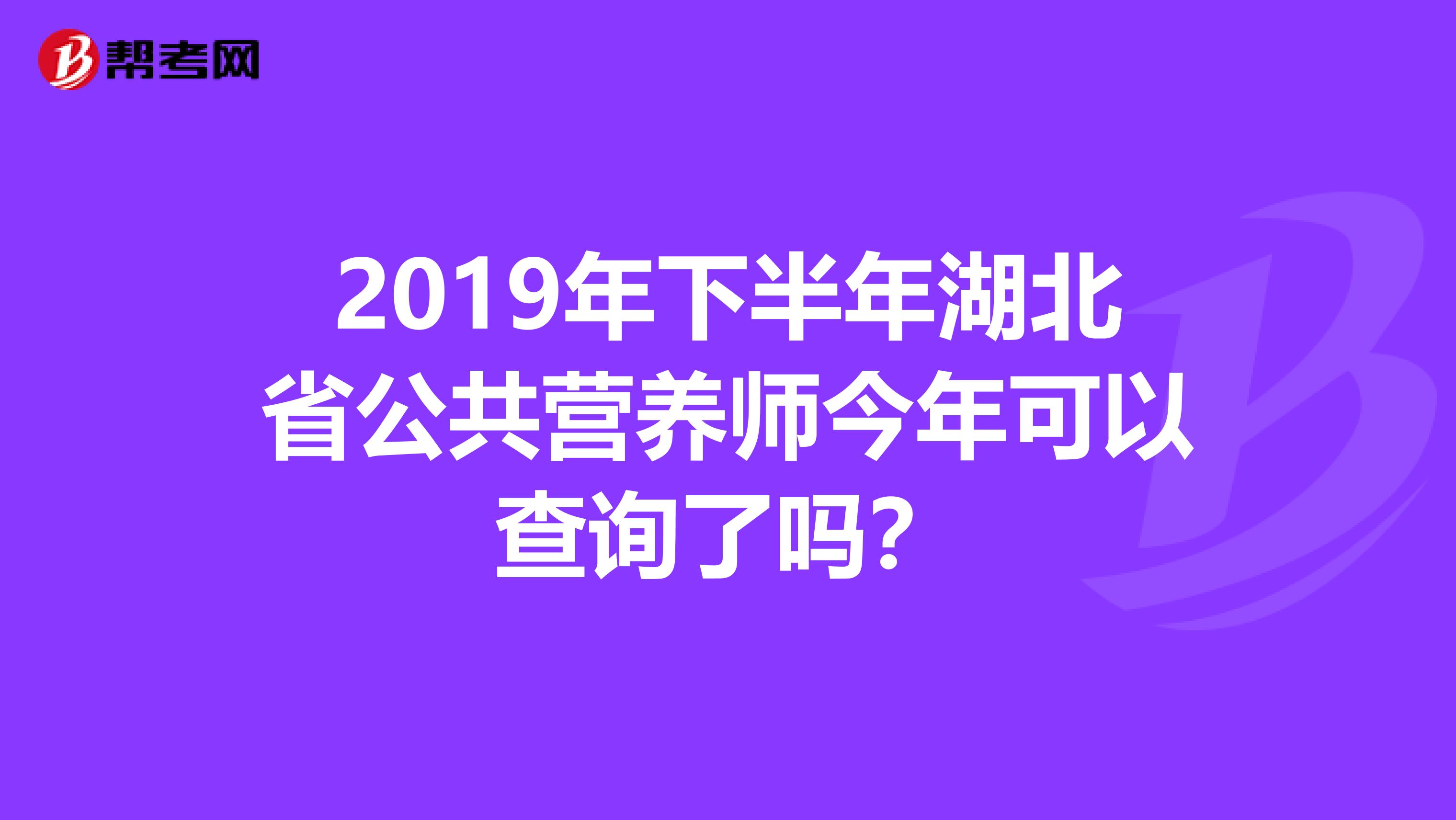 2019年下半年湖北省公共营养师今年可以查询了吗？