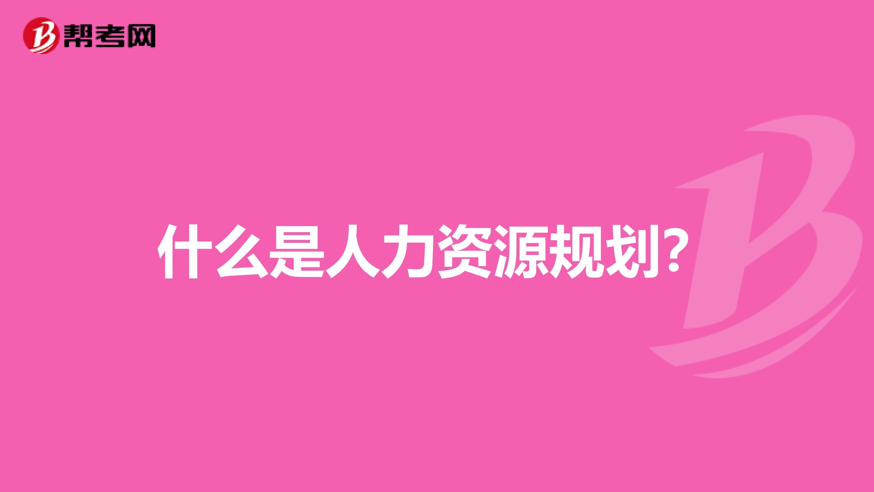 什么是人力资源规划？