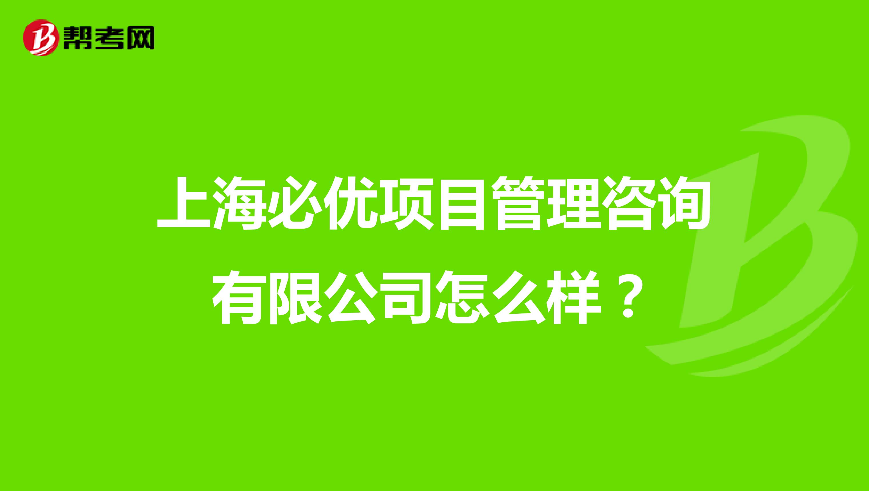 上海必优项目管理咨询有限公司怎么样?