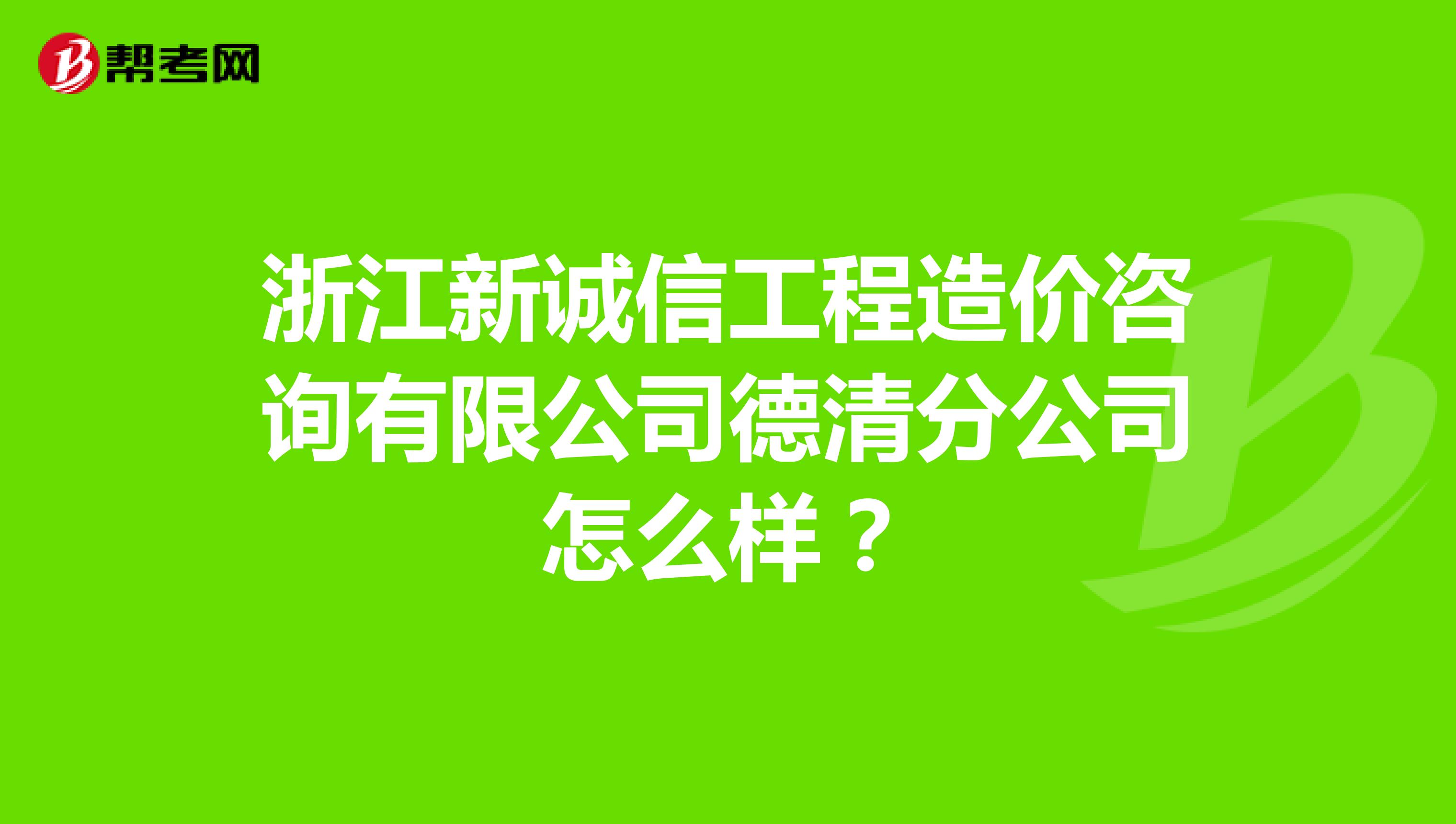 浙江新诚信工程造价咨询有限公司德清分公司怎么样?