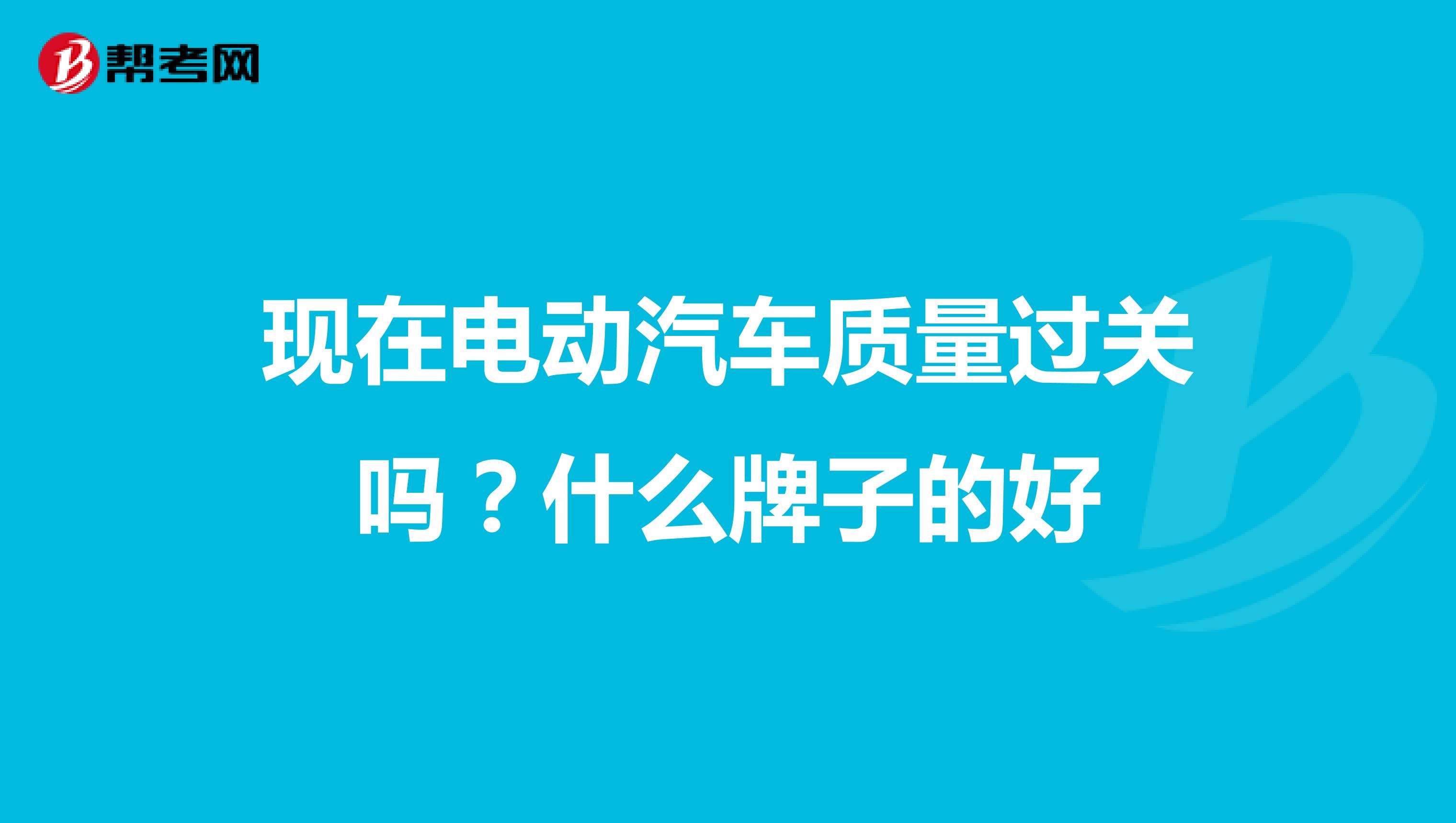 现在电动汽车质量过关吗？什么牌子的好