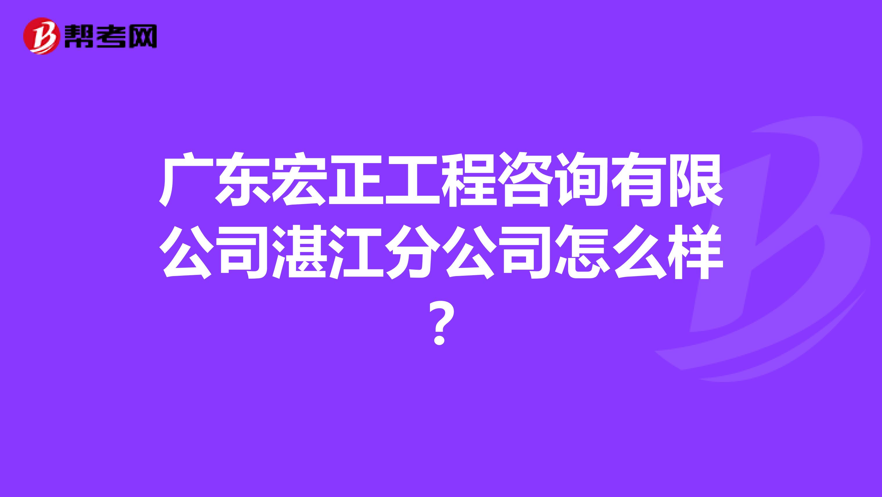 广东宏正工程咨询有限公司湛江分公司怎么样？