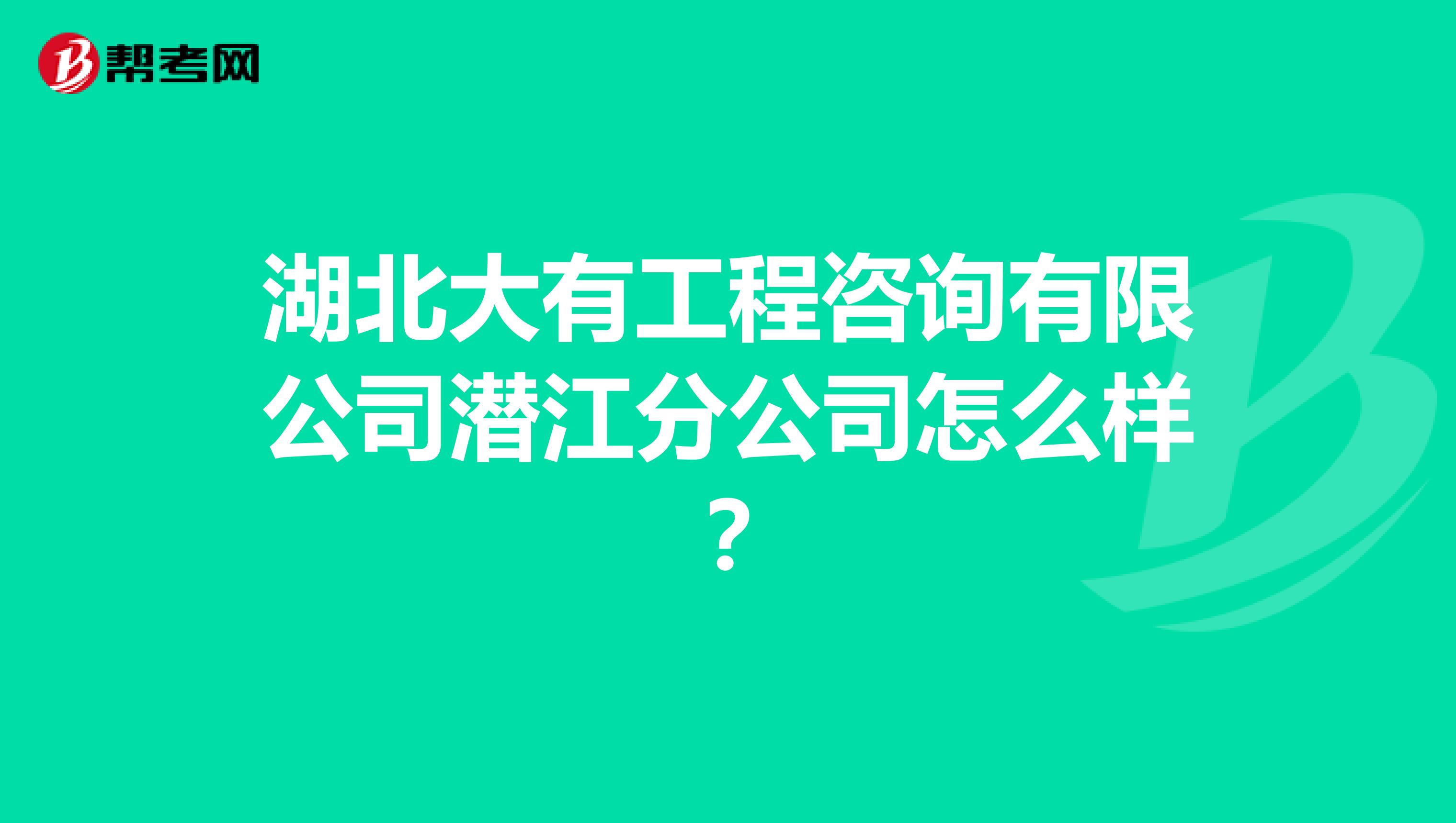 湖北大有工程咨询有限公司潜江分公司怎么样?