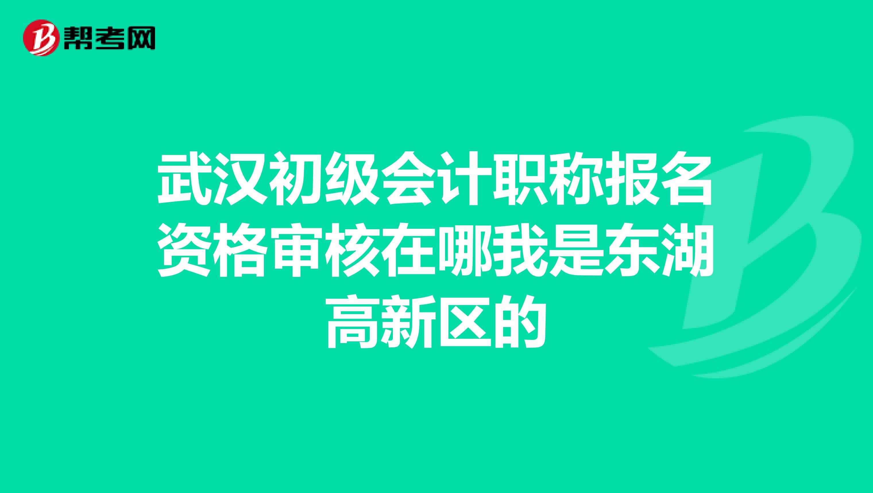 武汉初级会计职称报名资格审核在哪我是东湖高新区的