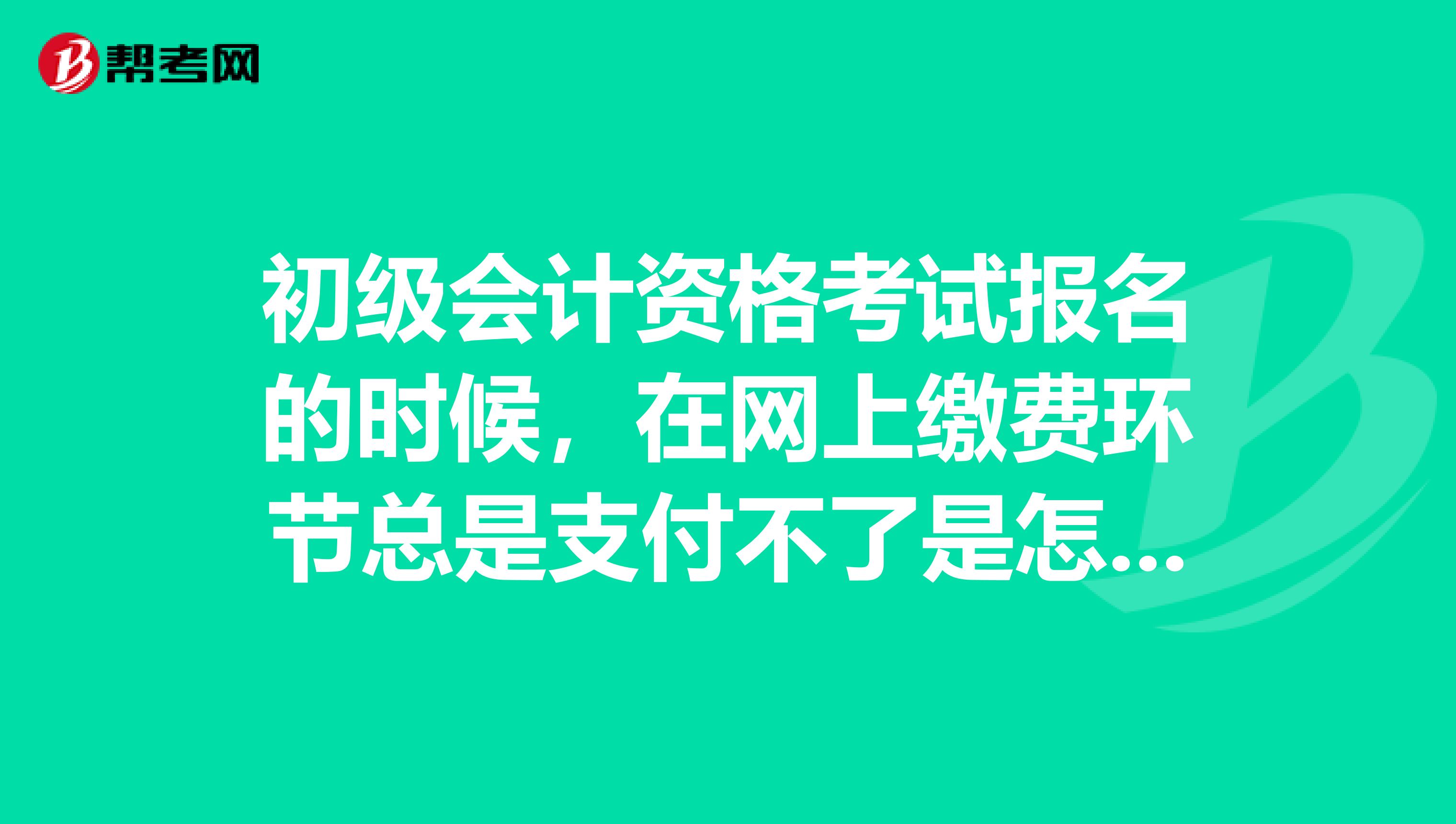初级会计资格考试报名的时候,在网上缴费环节总是支付不了是怎么回事?