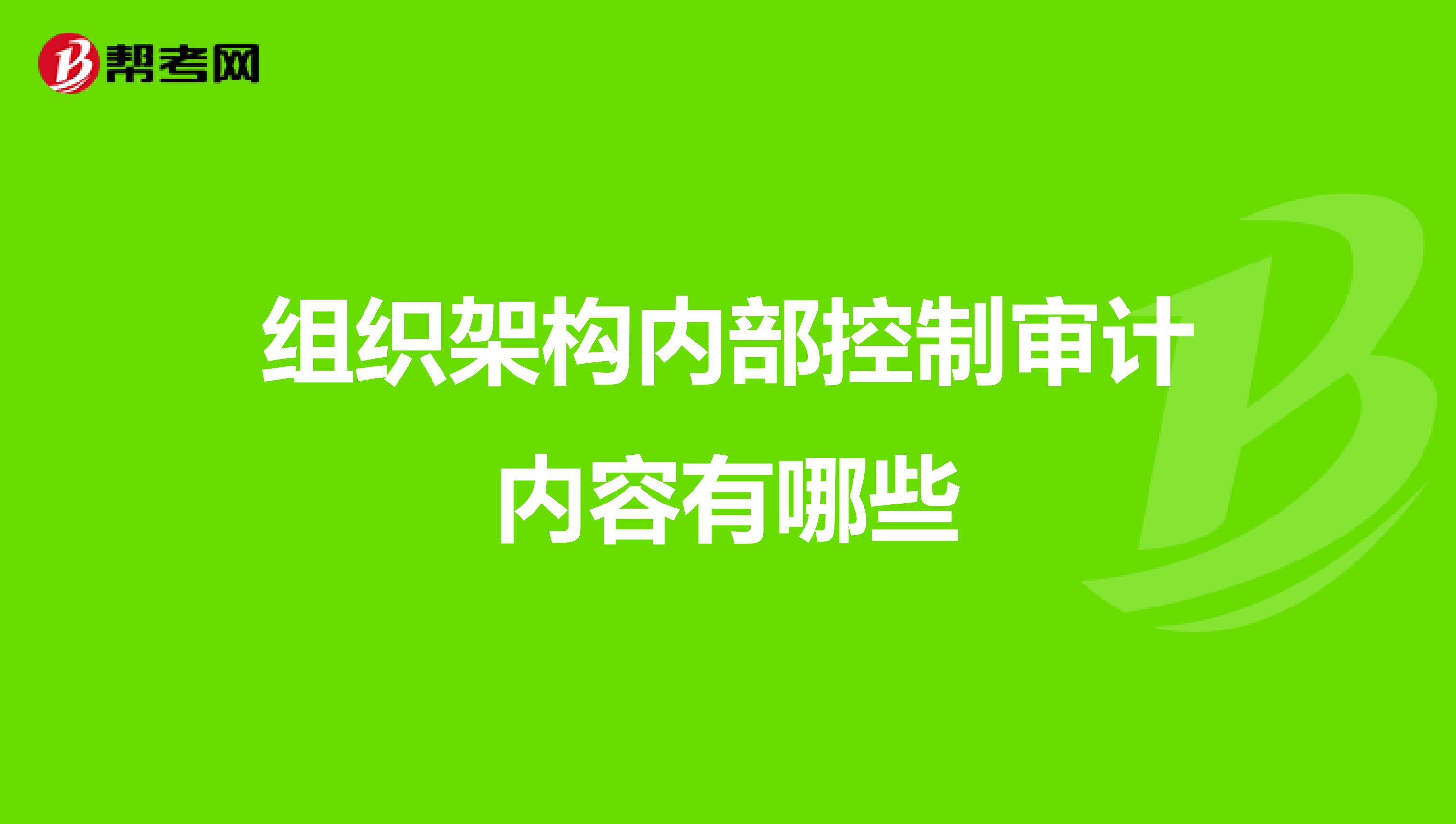 组织架构内部控制审计内容有哪些