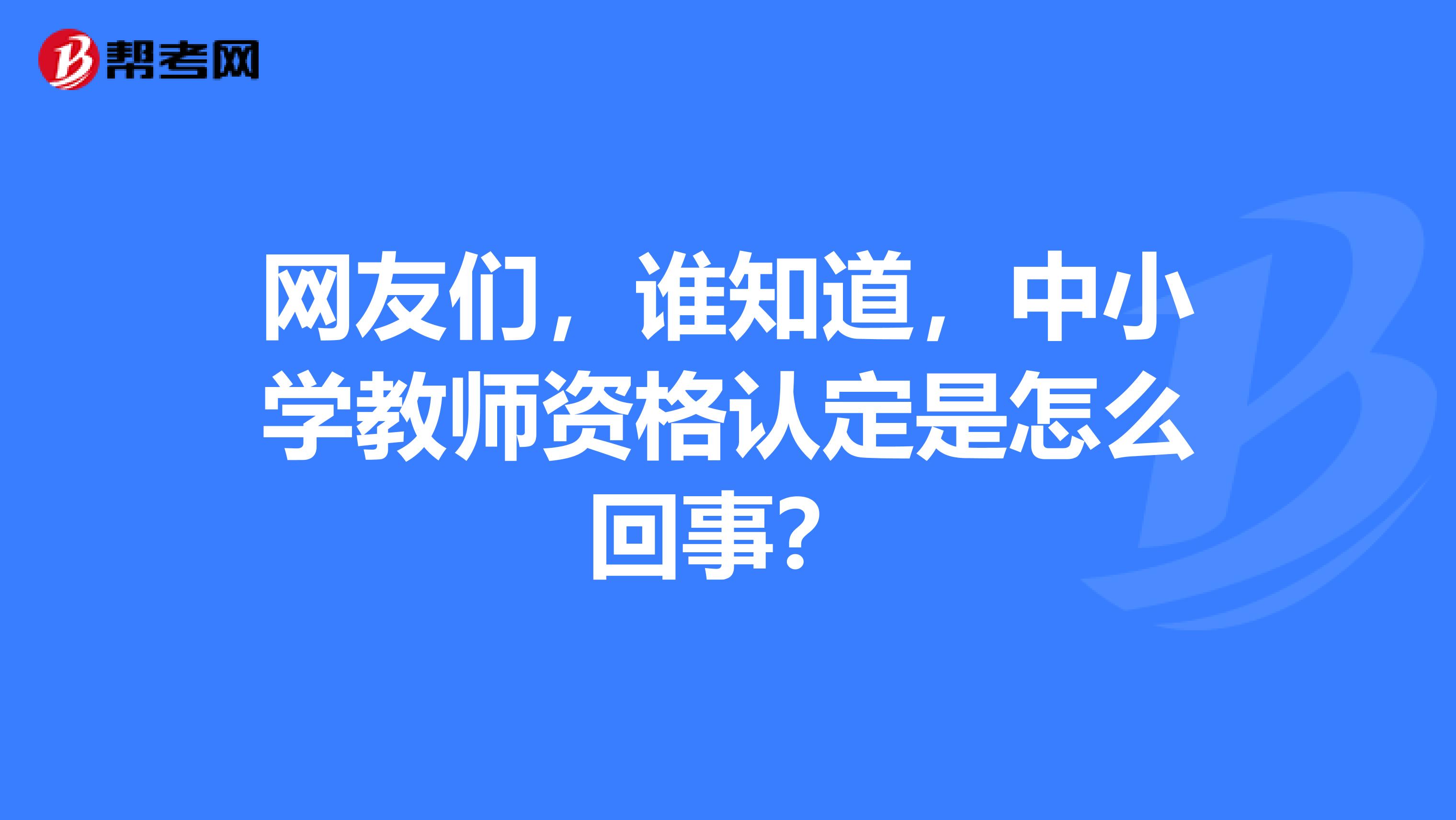 网友们，谁知道，中小学教师资格认定是怎么回事？