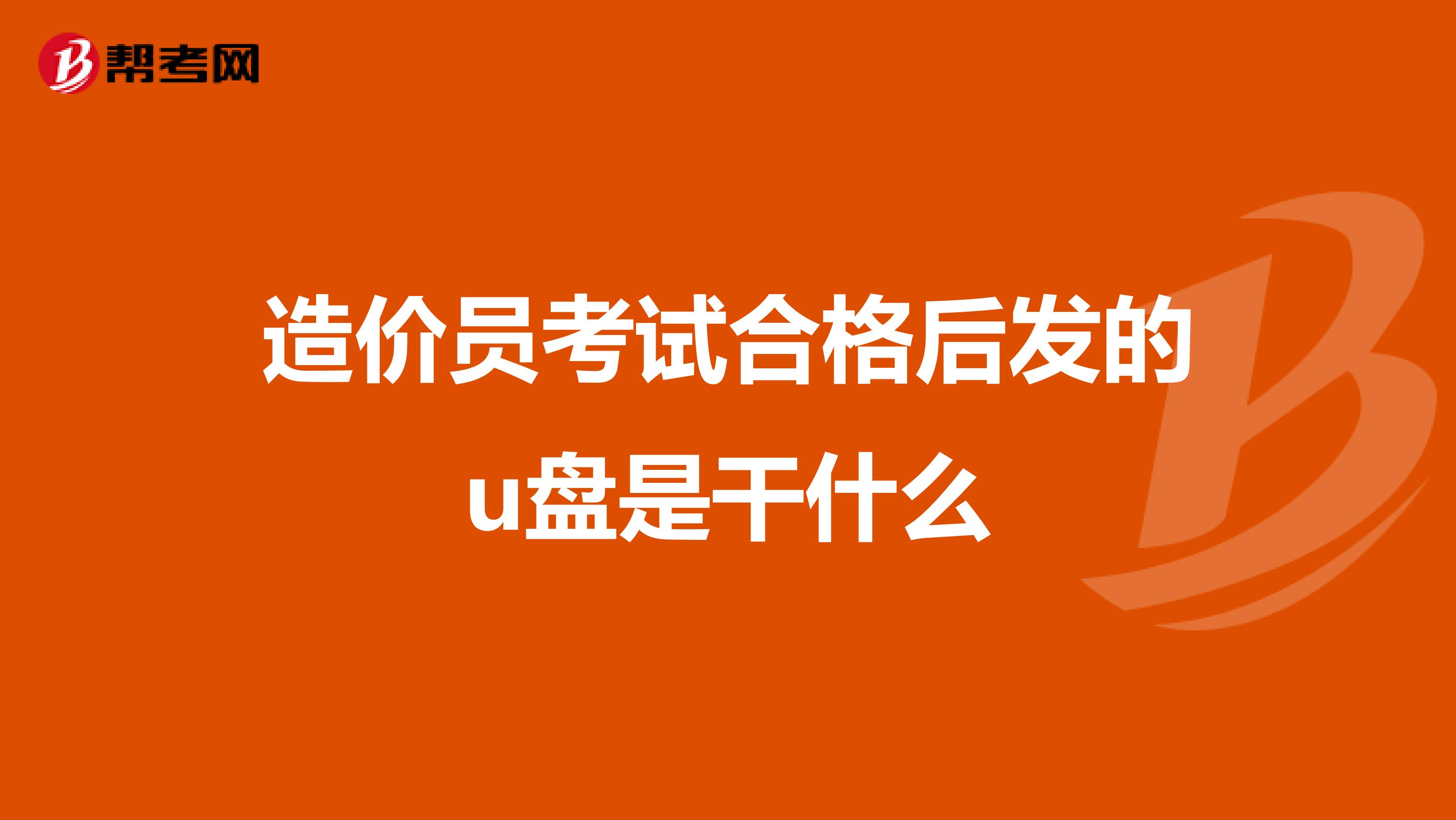 造价员考试合格后发的u盘是干什么