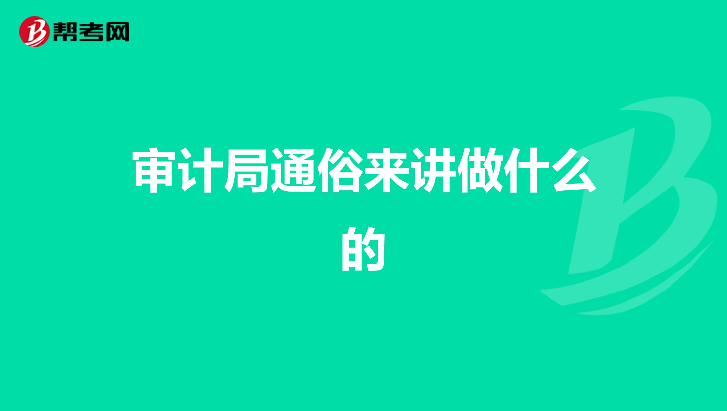 審計局通俗來講做什么的
