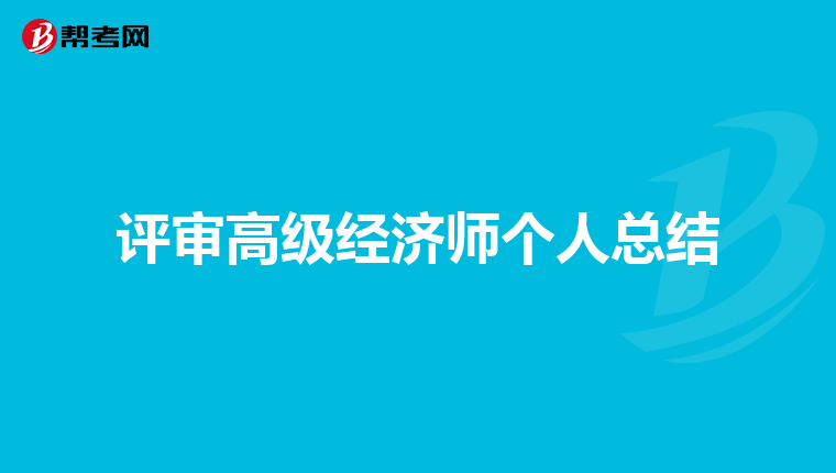 评审高级经济师个人总结