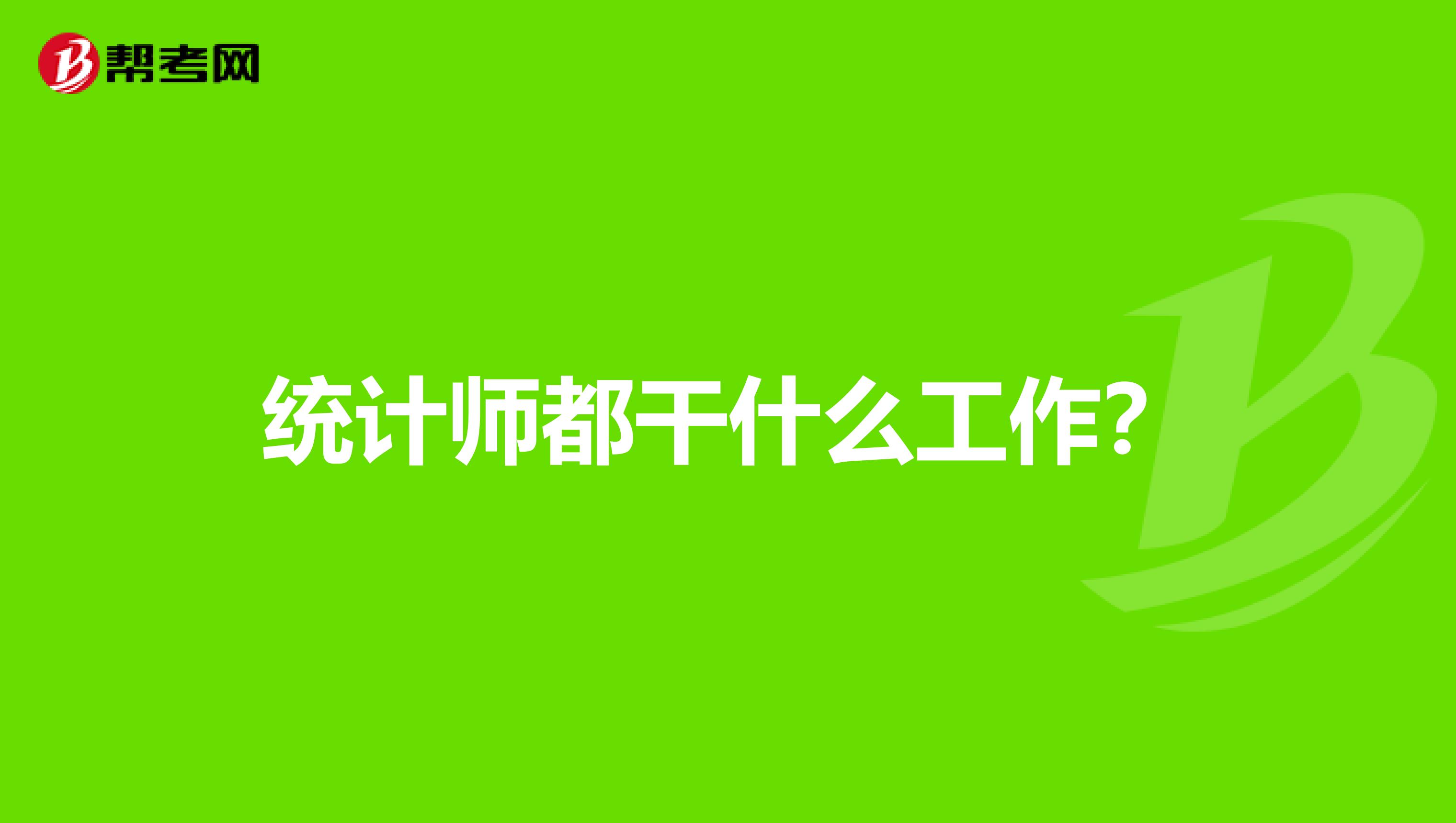 统计师都干什么工作？