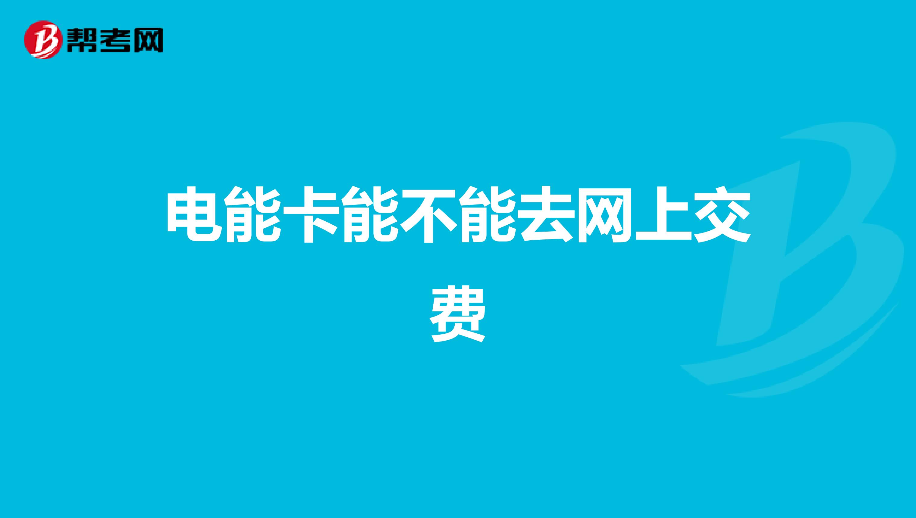 电能卡能不能去网上交费