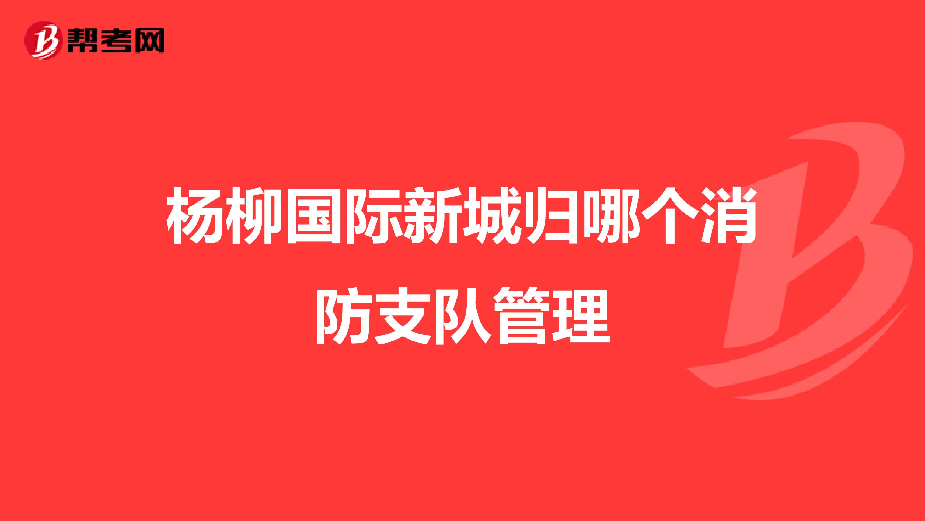 杨柳国际新城归哪个消防支队管理