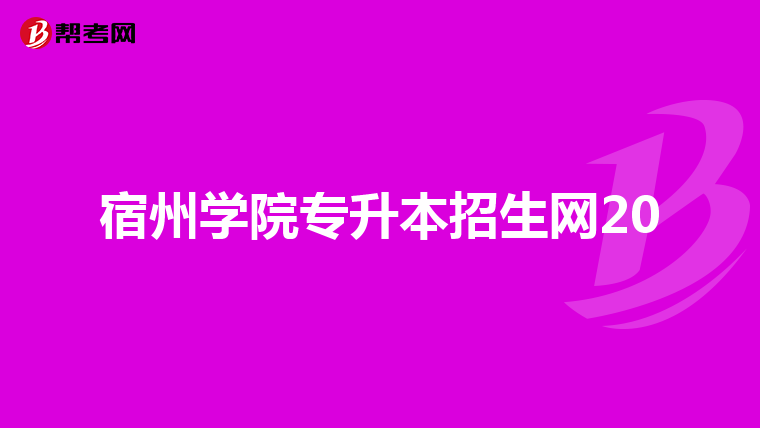 宿州学院专升本招生网20