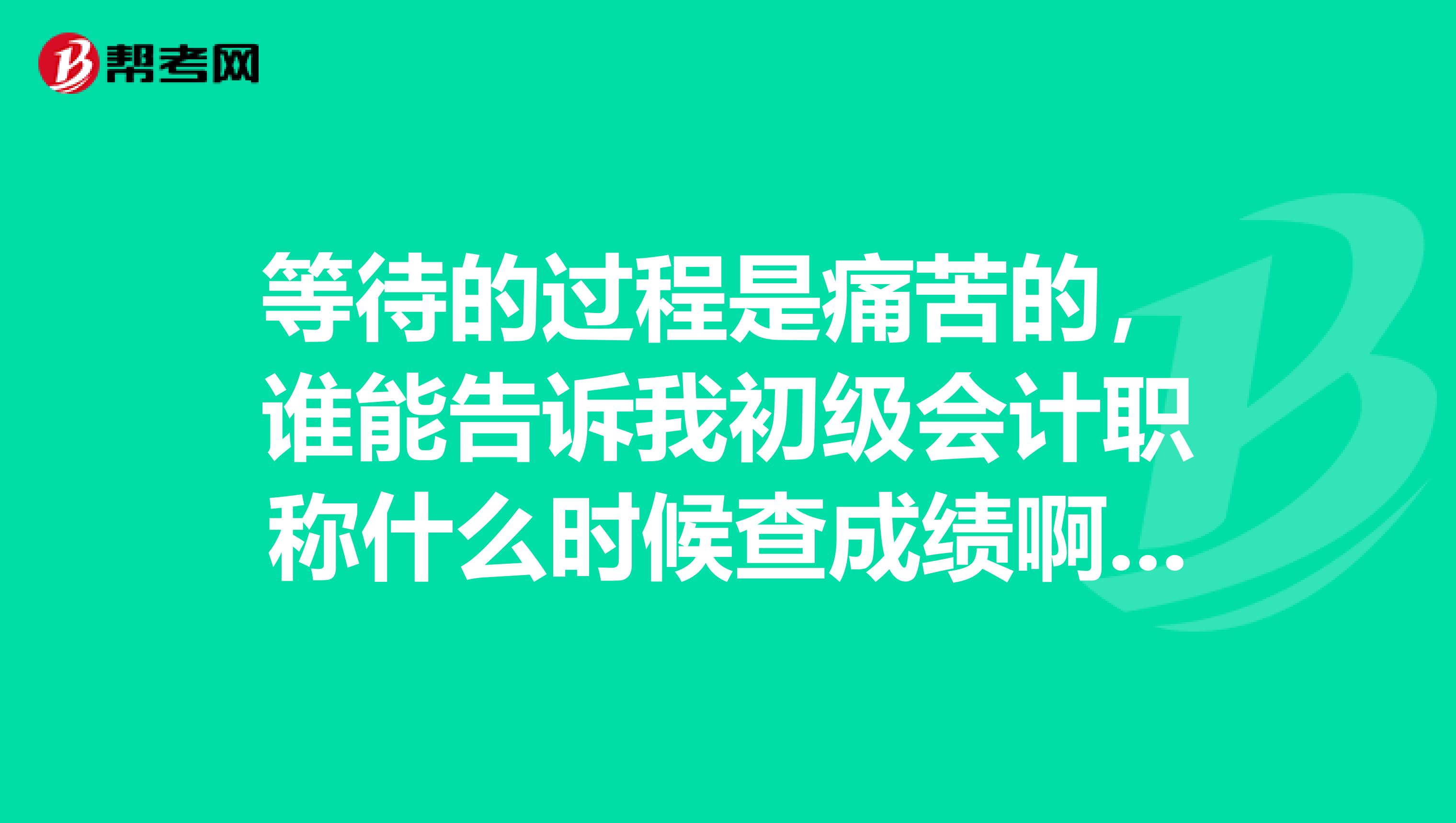 等待的过程是痛苦的,谁能告诉我初级会计职称什么时候查成绩啊?