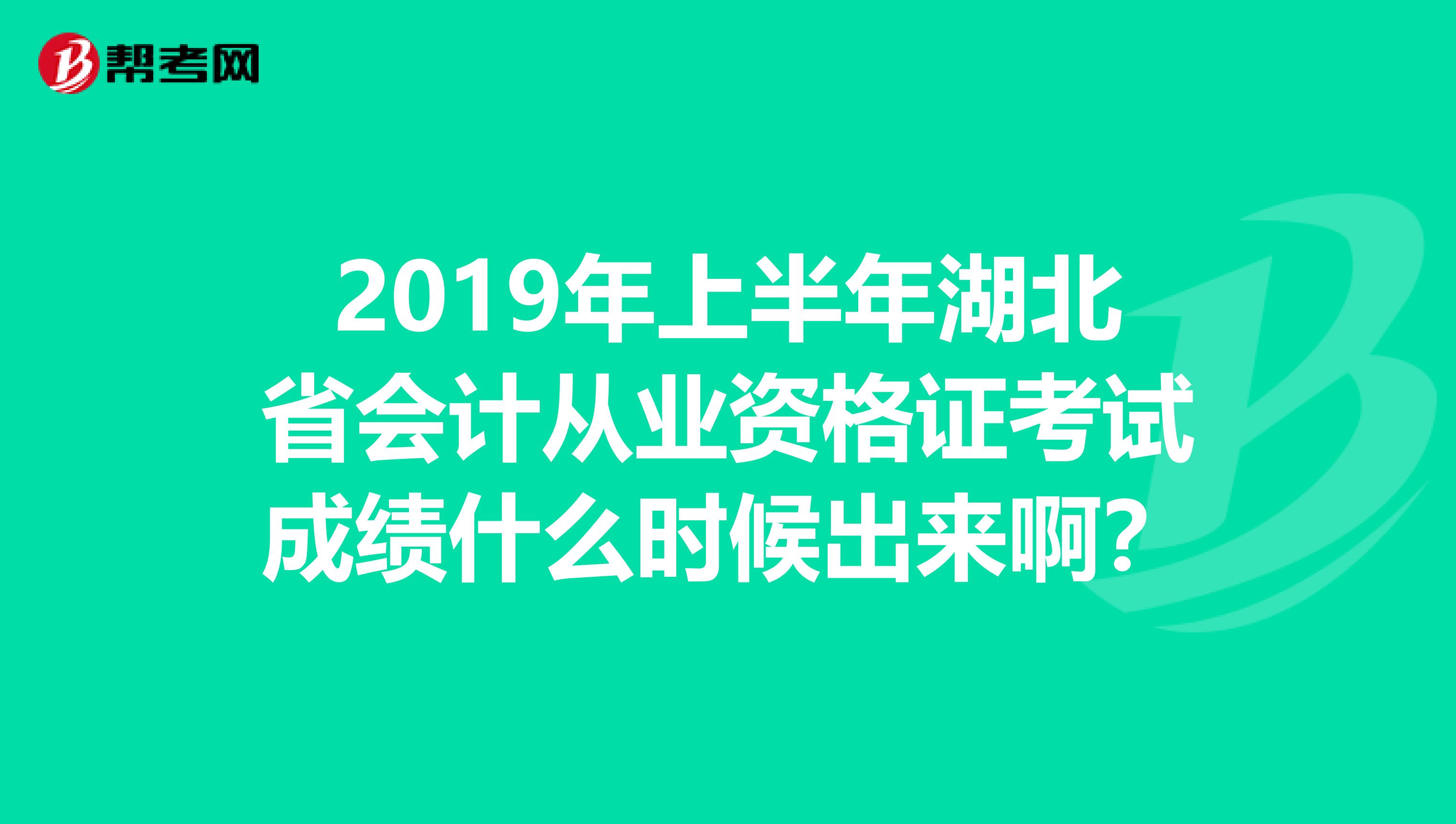 2019年上半年湖北省会计从业资格证考试成绩什么时候出来啊?