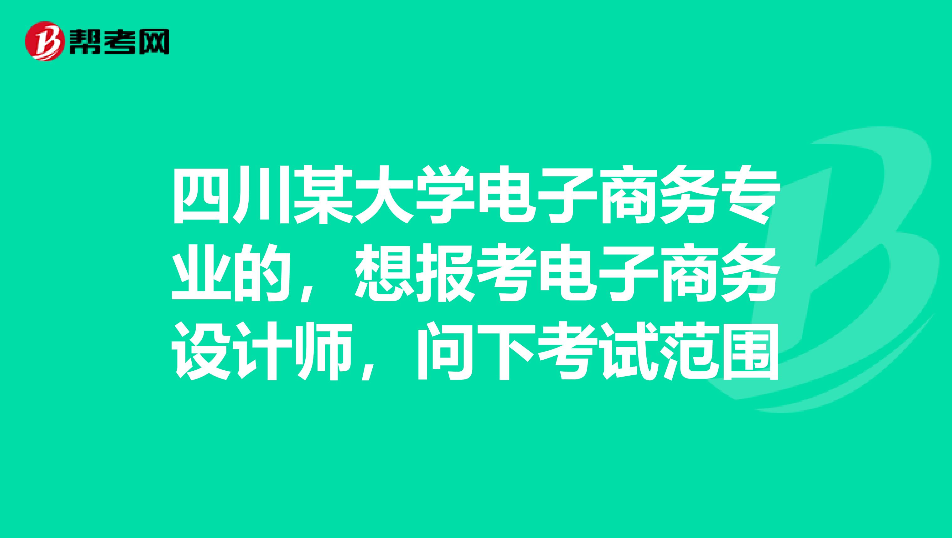 四川某大学电子商务专业的，想报考电子商务设计师，问下考试范围