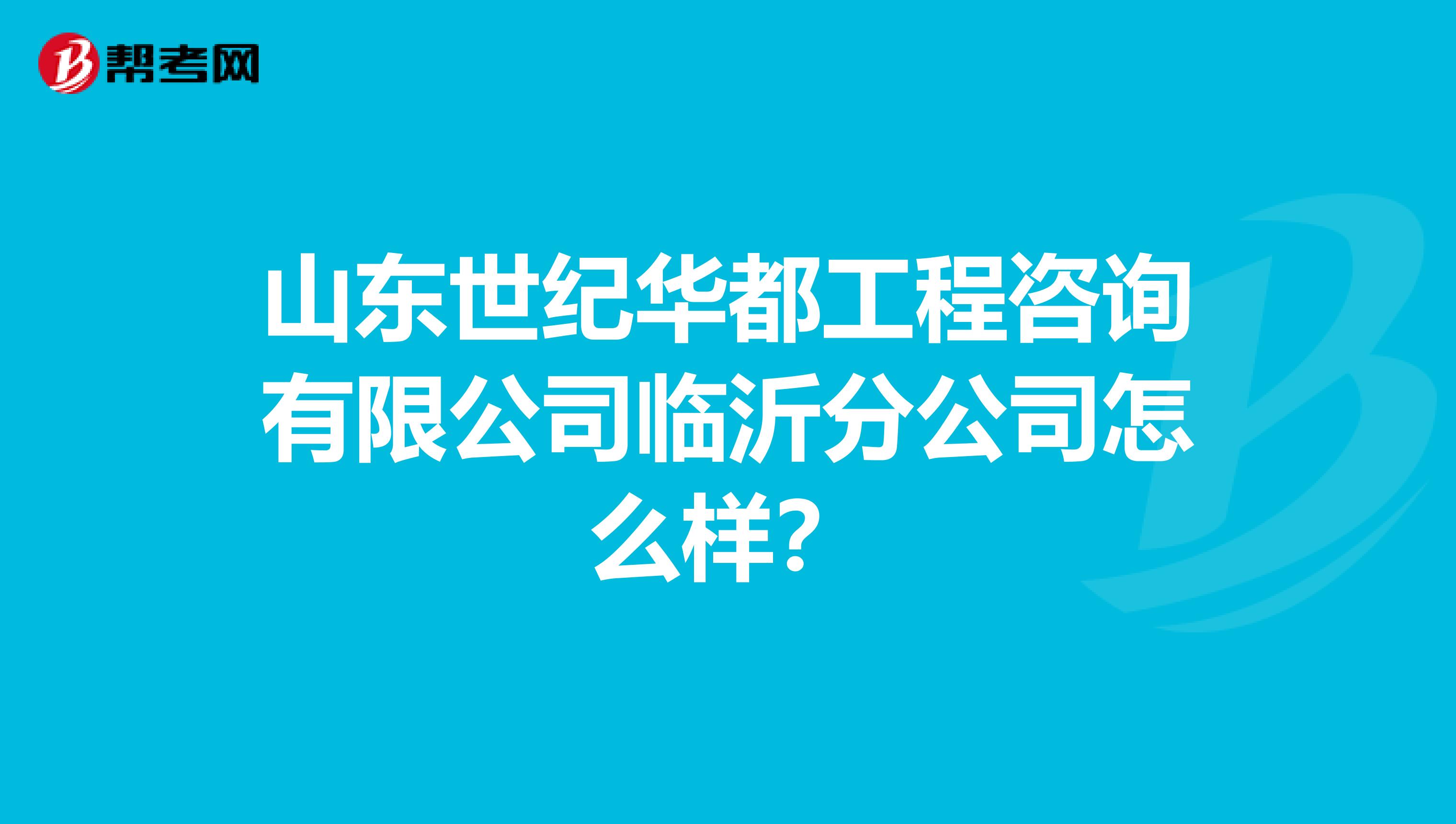 山东世纪华都工程咨询有限公司临沂分公司怎么样？