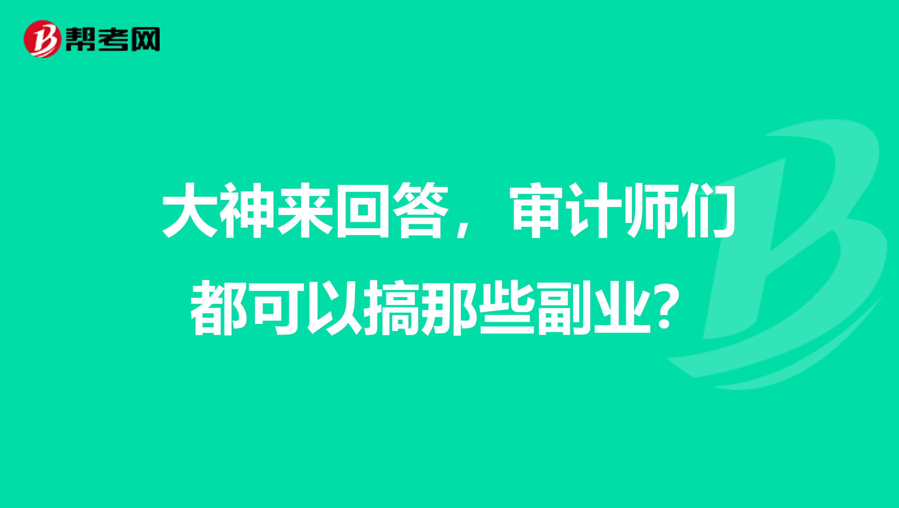大神来回答，审计师们都可以搞那些副业？
