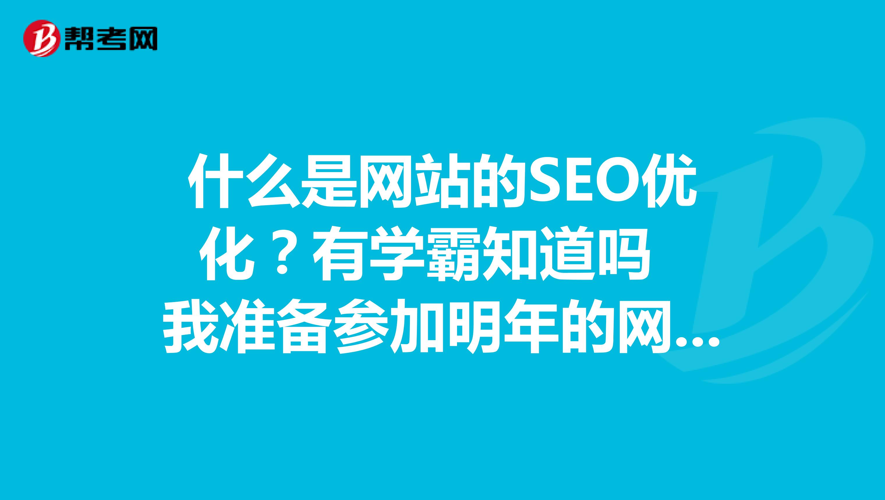 什么是网站的SEO优化？有学霸知道吗 我准备参加明年的网络编辑考试