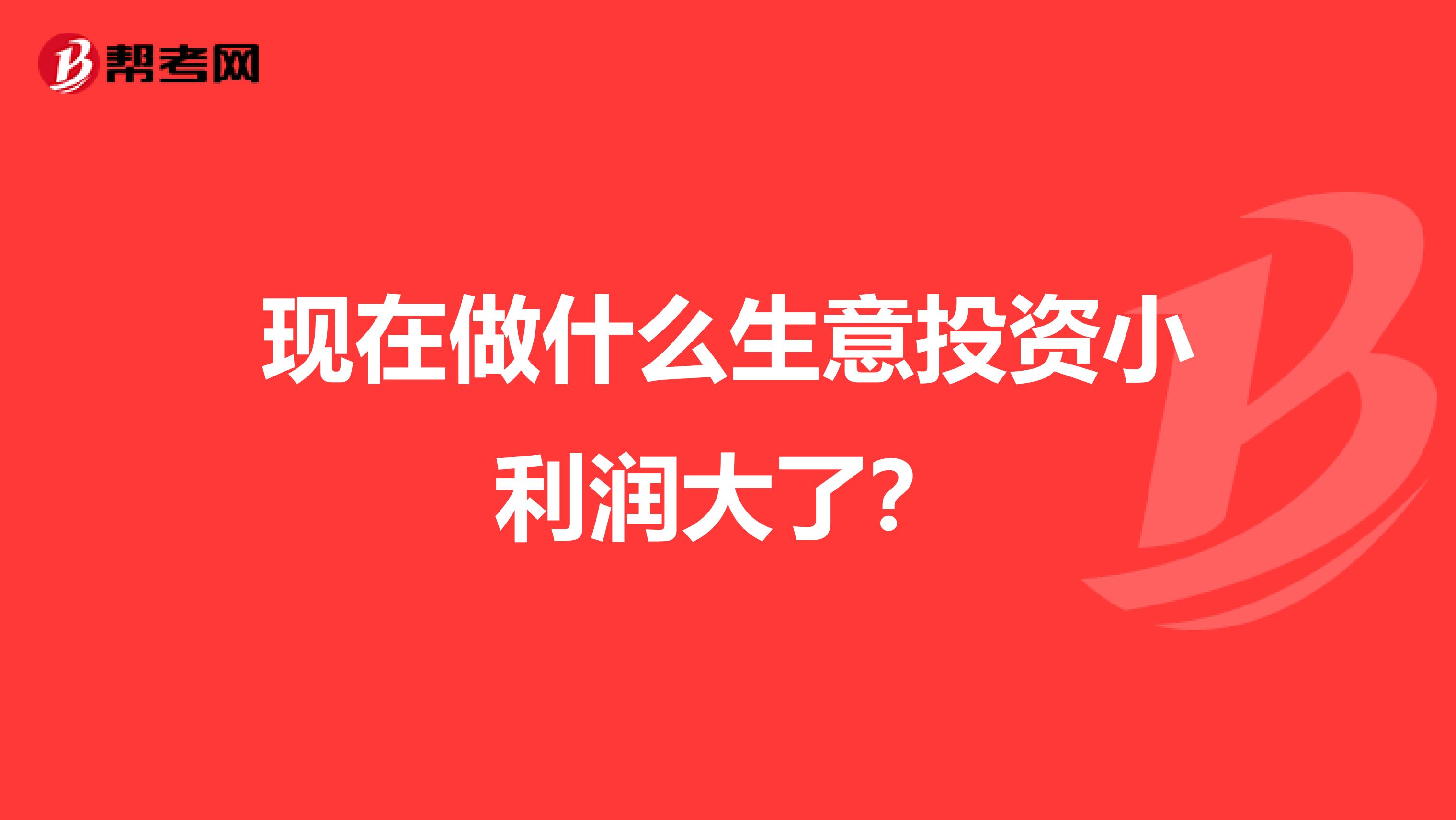 现在做什么生意投资小利润大了?