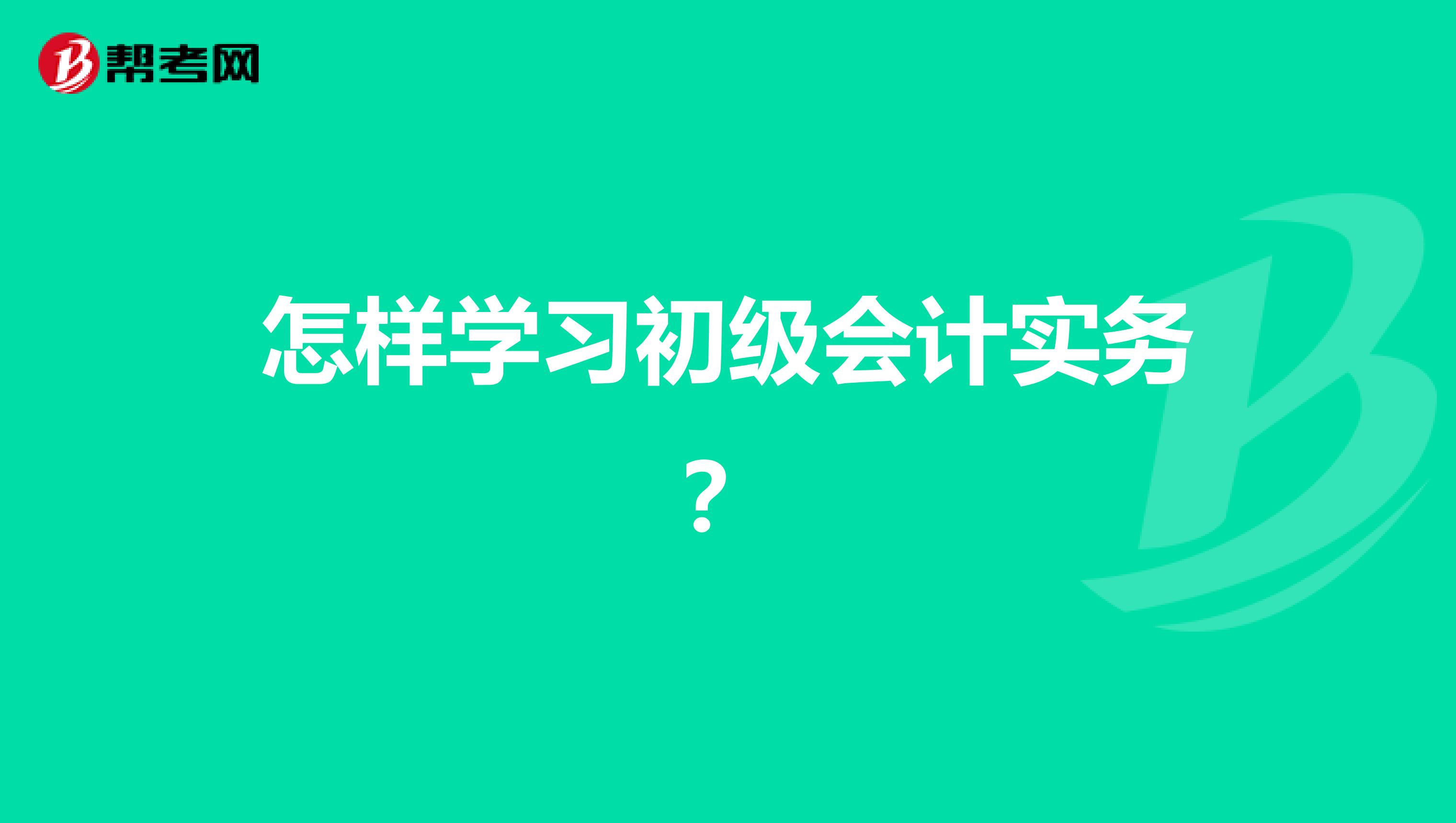 怎样学习初级会计实务?