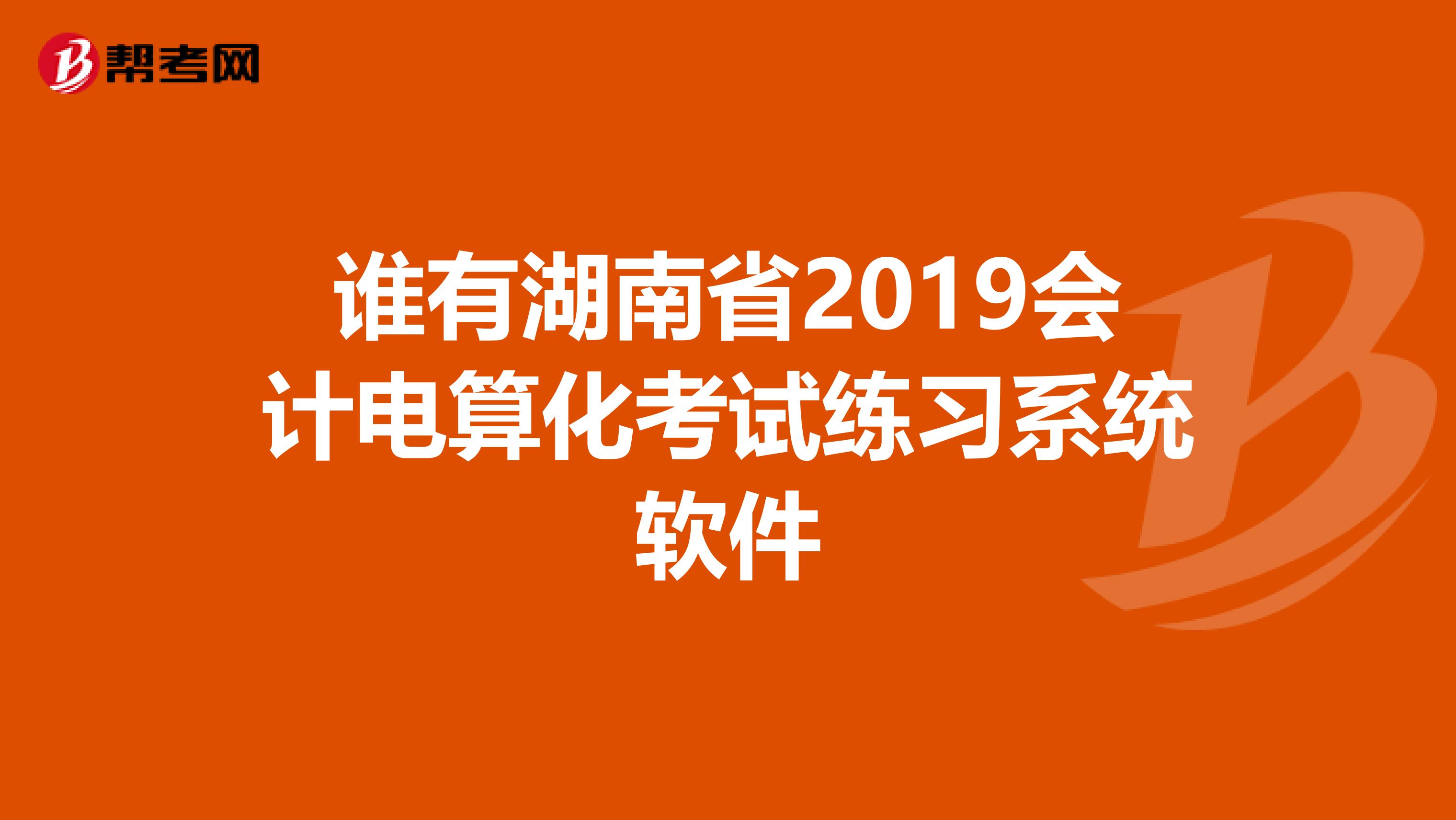 谁有湖南省2019会计电算化考试练习系统软件