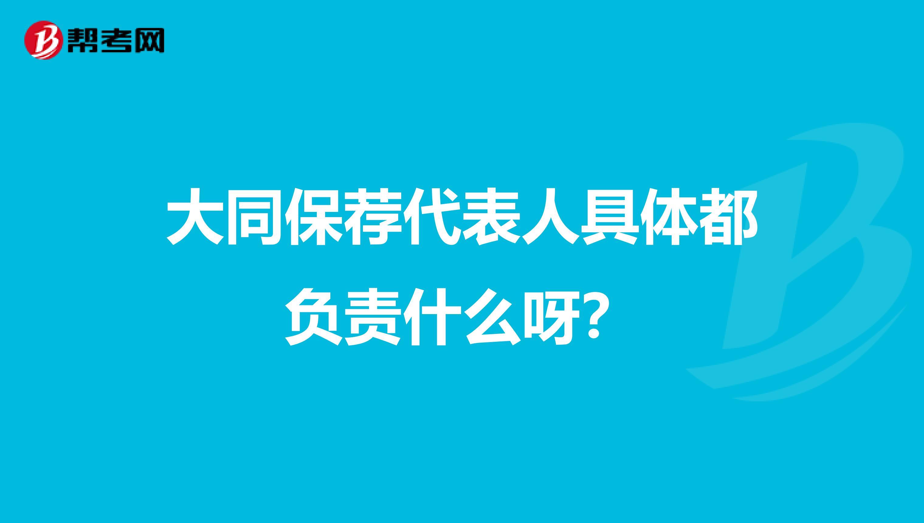 大同保荐代表人具体都负责什么呀?