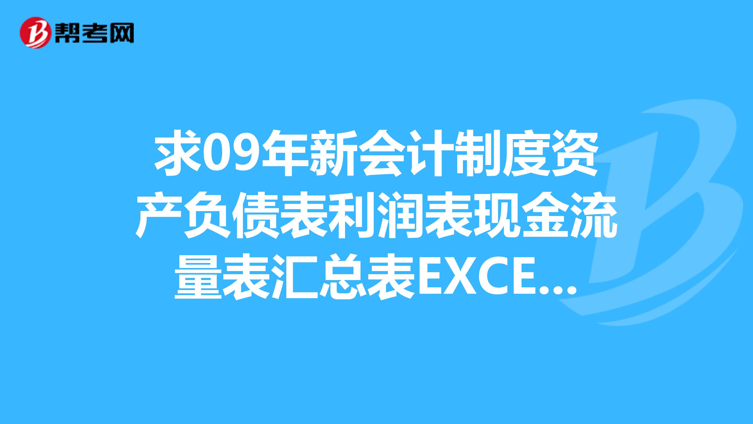 求09年新会计制度资产负债表利润表现金流量表汇总表EXCEL格式带公式的