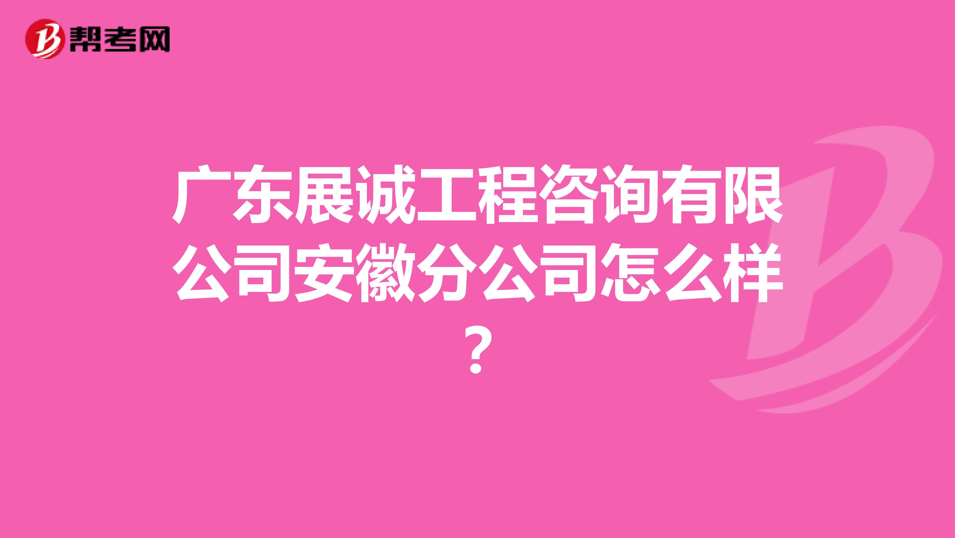 广东展诚工程咨询有限公司安徽分公司怎么样？