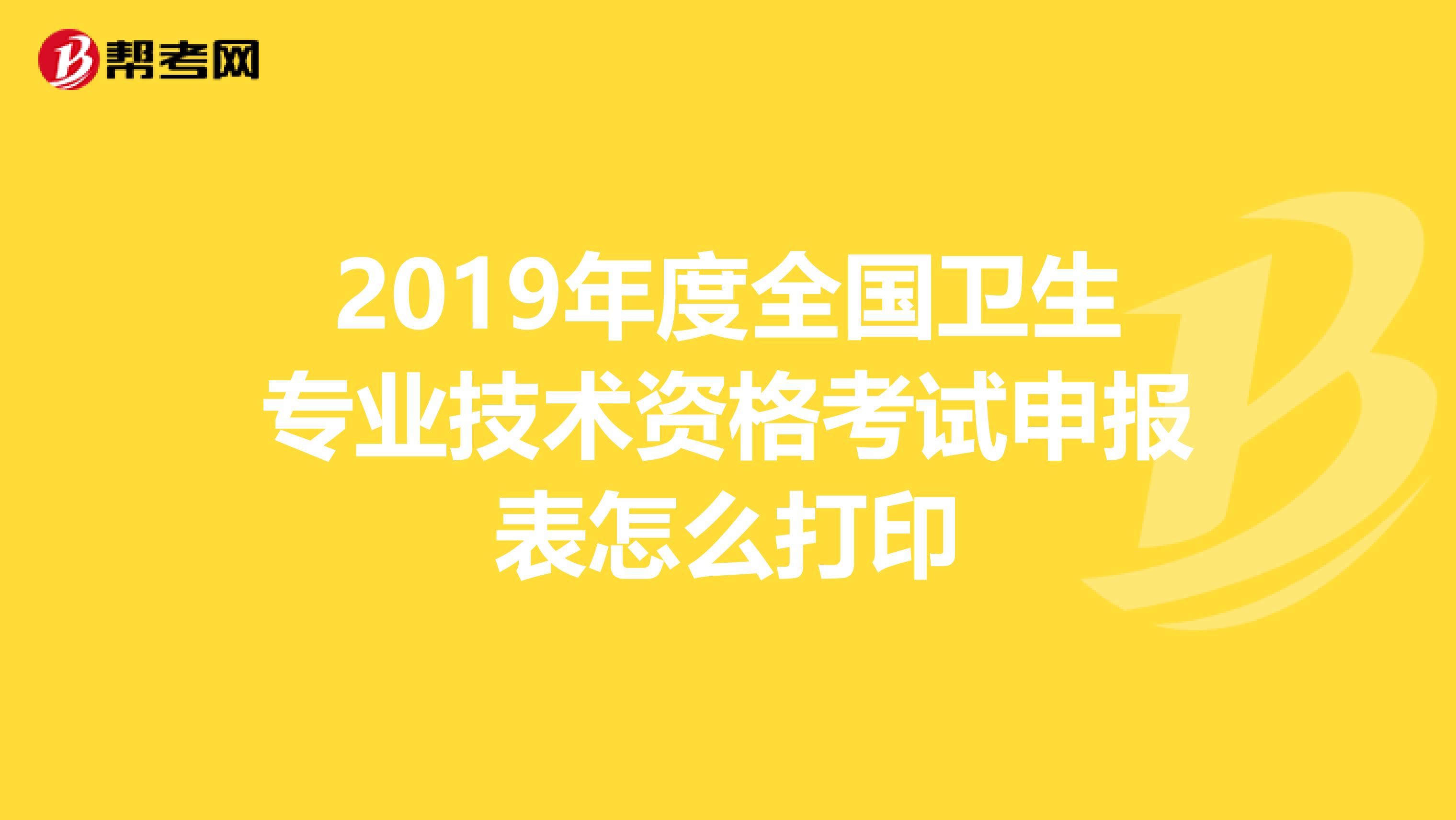 2019年度全国卫生专业技术资格考试申报表怎么打印